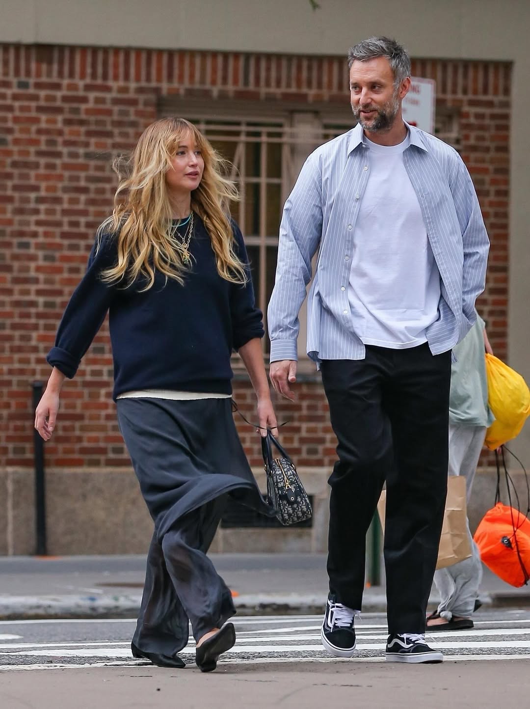 Jennifer Lawrence and Cooke Maroney are seen in New York City on August 21, 2025. | Source: Instagram/justjared