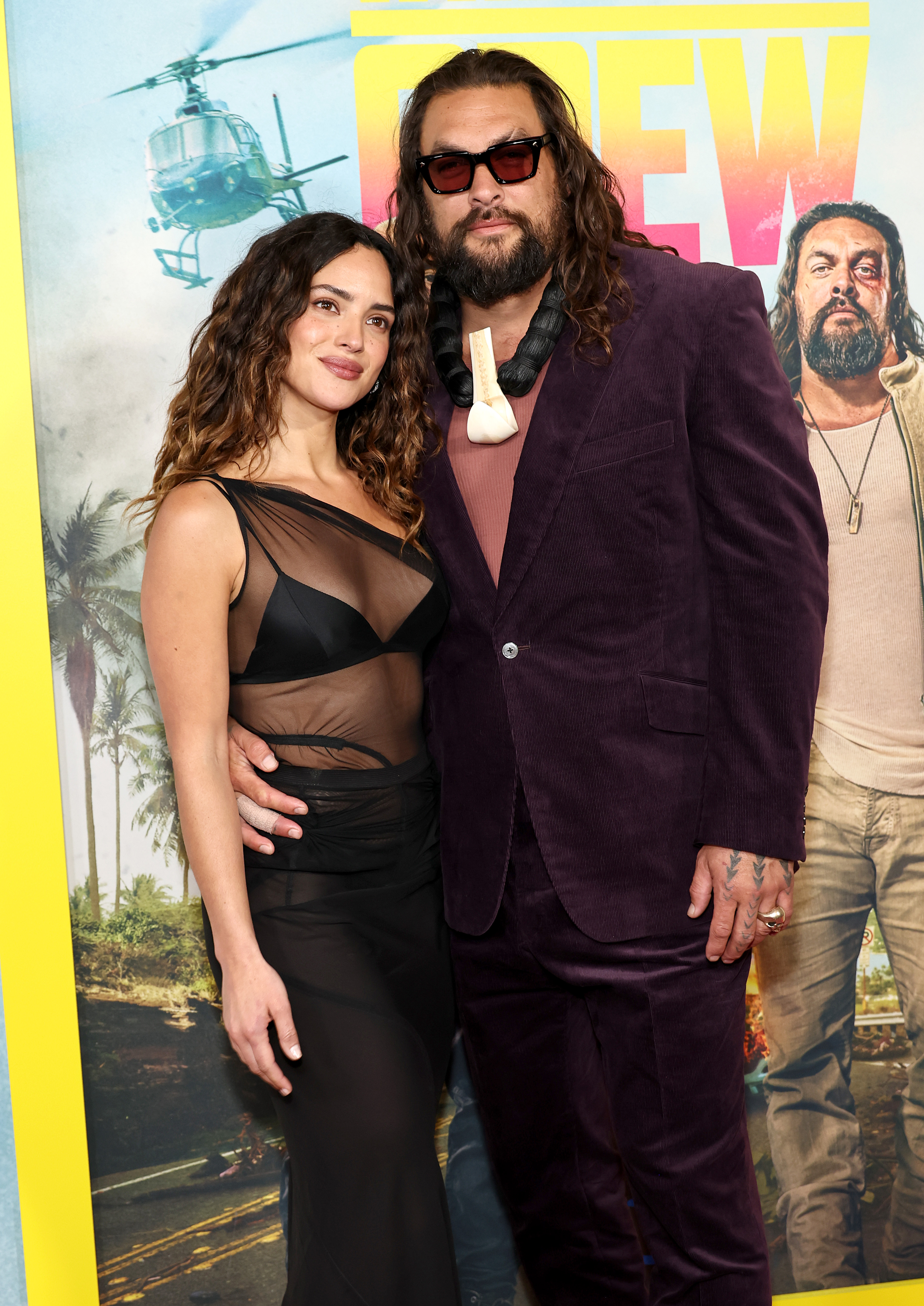 Adria Arjona and Jason Momoa attend "The Wrecking Crew" New York Screening at Regal Times Square on January 15, 2026 in New York City. | Source: Getty Images