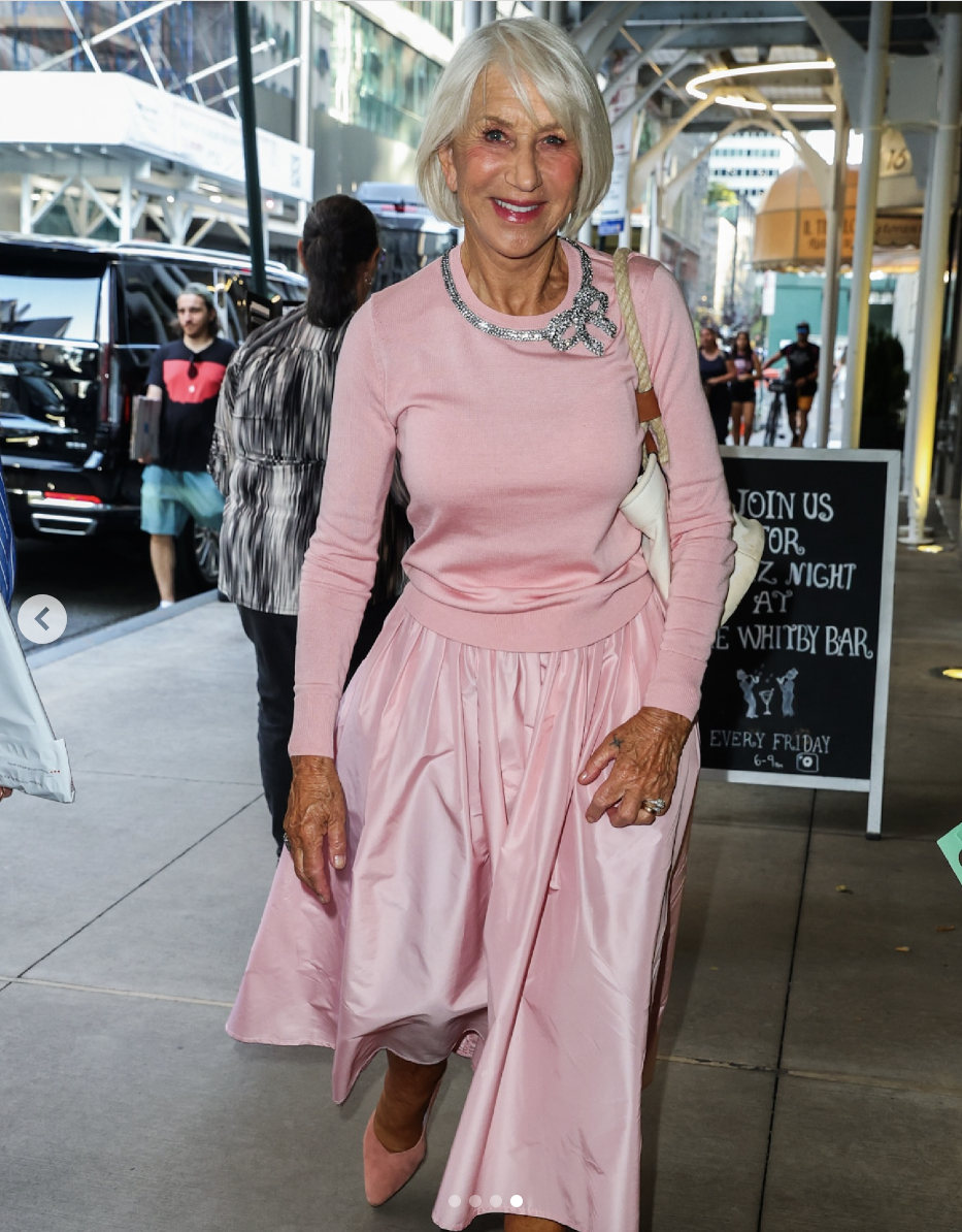 Helen Mirren out in New York City for a guesting on "The Tonight Show Starring Jimmy Fallon," which aired on August 11, 2025. | Source: Instagram/hellomag