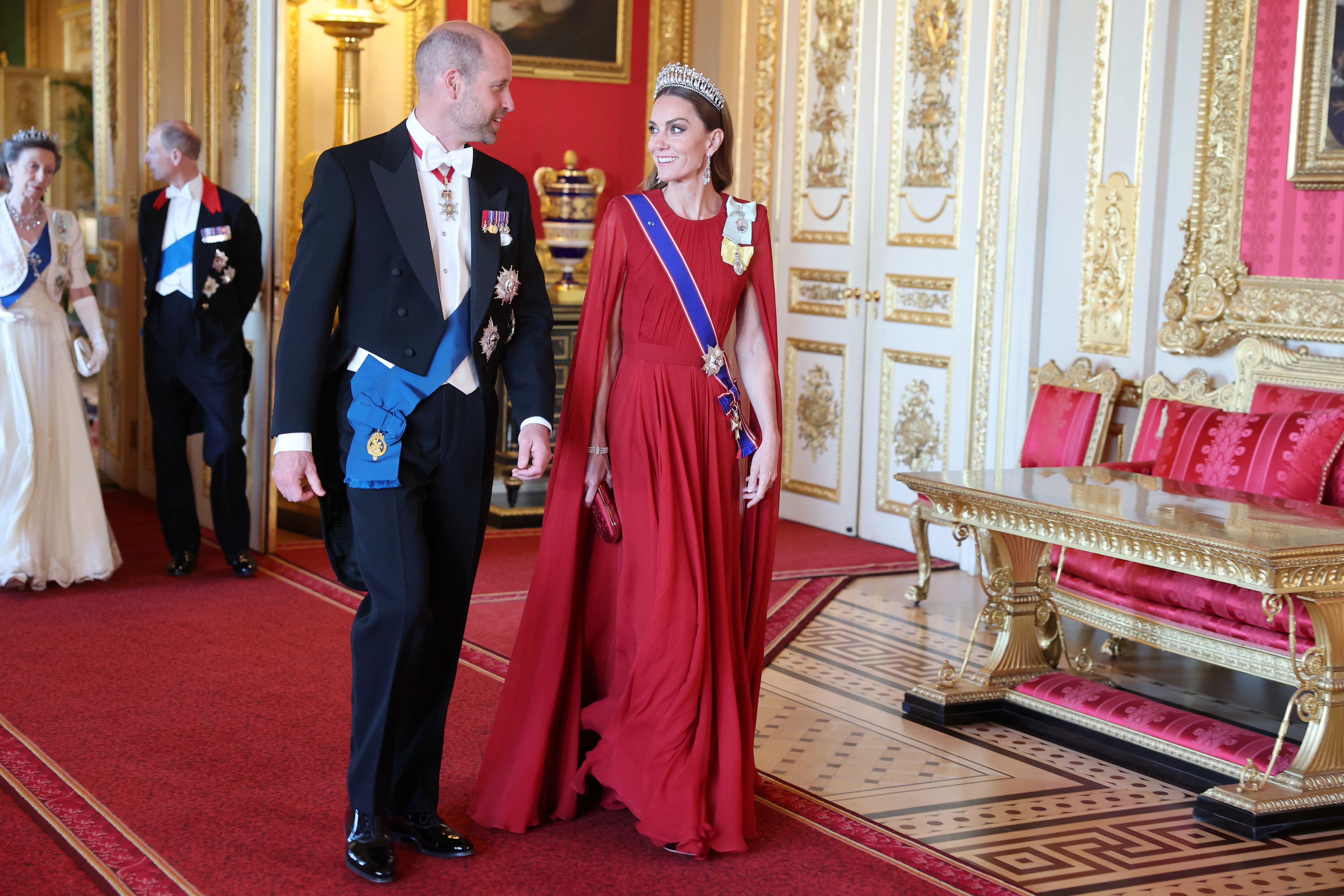 Prince William and Princess Kate attend the State Banquet at Windsor Castle on July 8, 2025, in Windsor, England. | Source: Getty Images