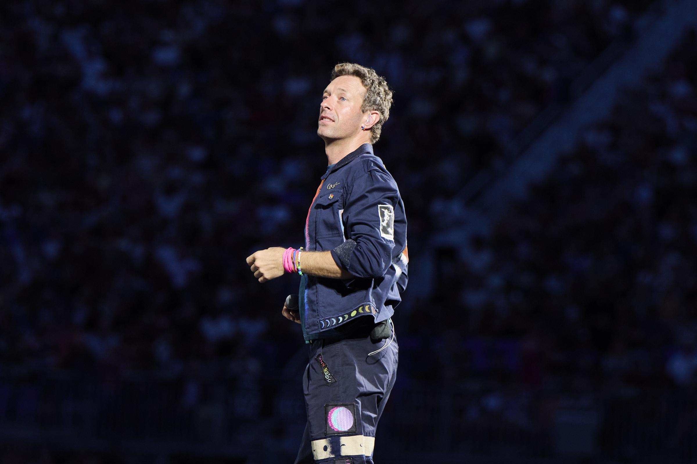Chris Martin of Coldplay performs at Rogers Stadium on July 7, 2025, in Toronto, Ontario. | Source: Getty Images