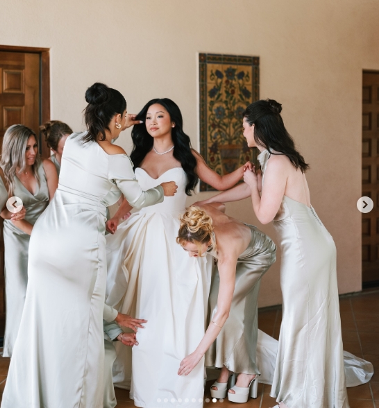 Lana Condor and her bridesmaids from a post dated October 28, 2025. | Source: Instagram/lanacondor