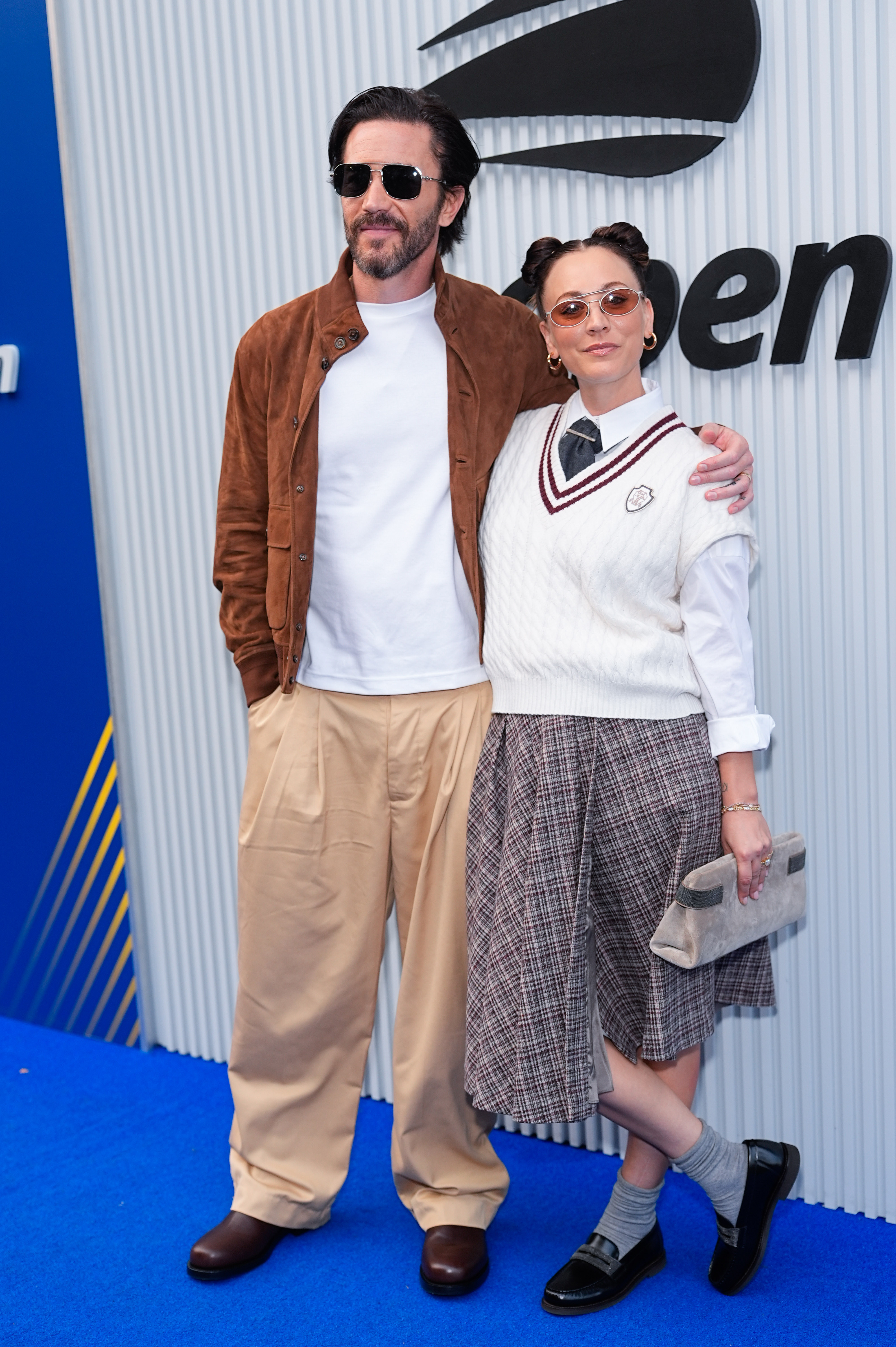 Kaley Cuoco and Tom Pelphrey are seen at Day 13 of the 2025 US Open Tennis Championships at USTA Billie Jean King National Tennis Center on September 5, 2025, in Flushing Meadows, Queens, New York City. | Source: Getty Images