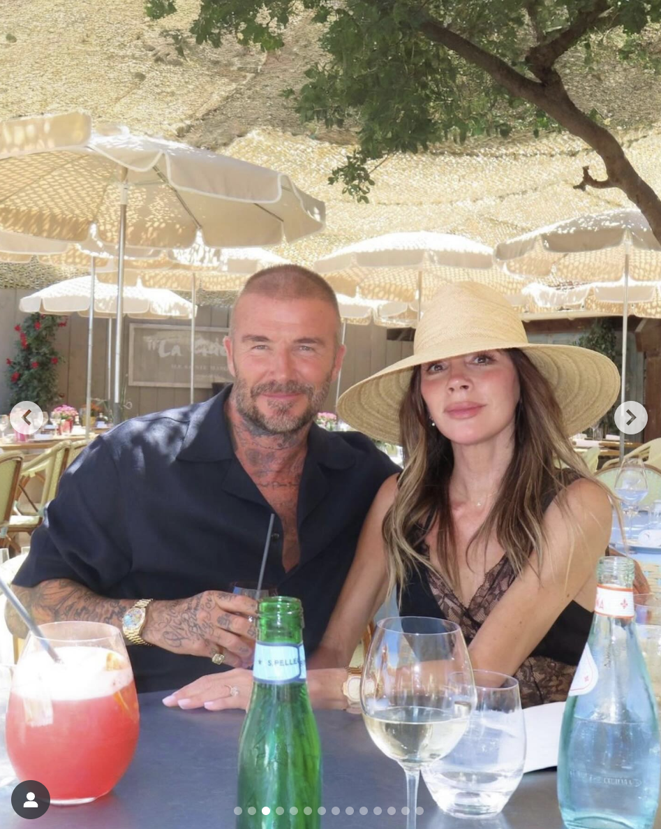 David and Victoria Beckham on vacation, posted on August 10, 2025. | Source: Instagram/victoriabeckham