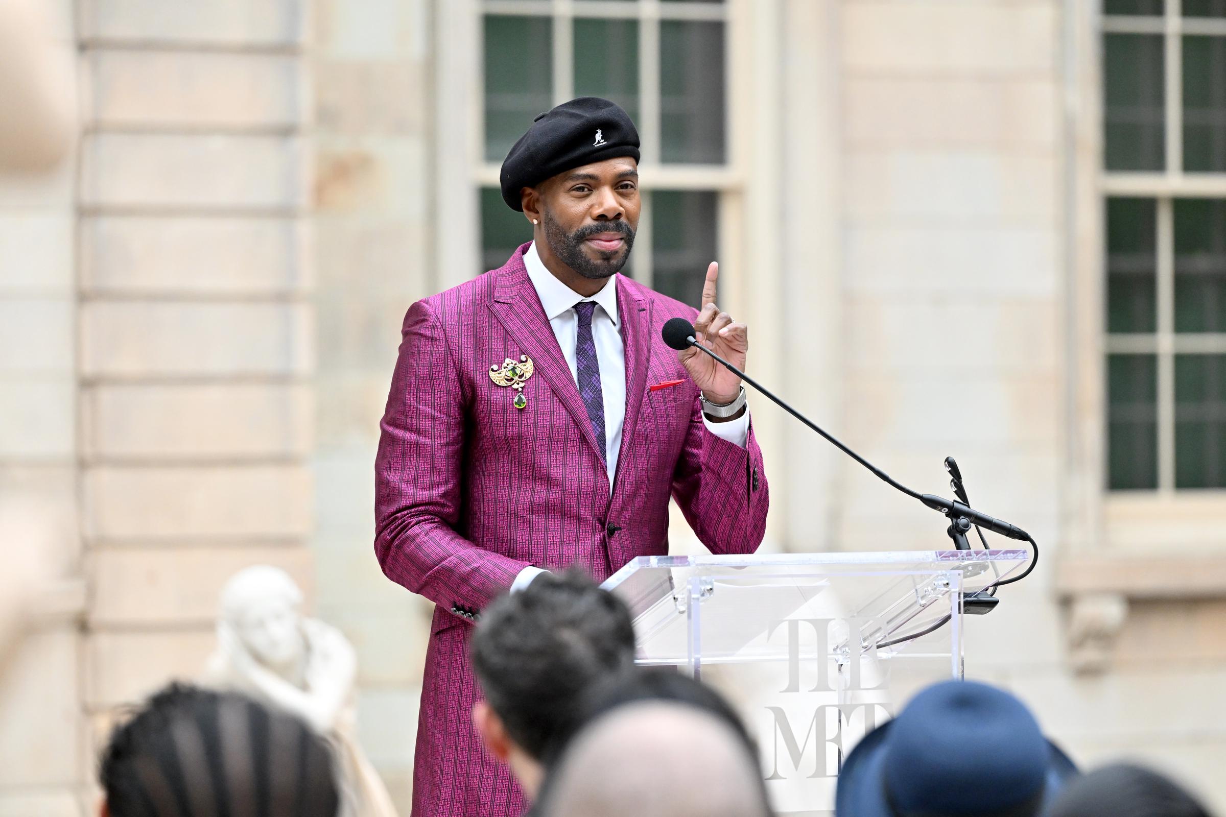 Colman Domingo speaks at the press conference for the 2025 Met Gala celebrating "Superfine: Tailoring Black Style" at Metropolitan Museum of Art on May 5, 2025, in New York City. | Source: Getty Images