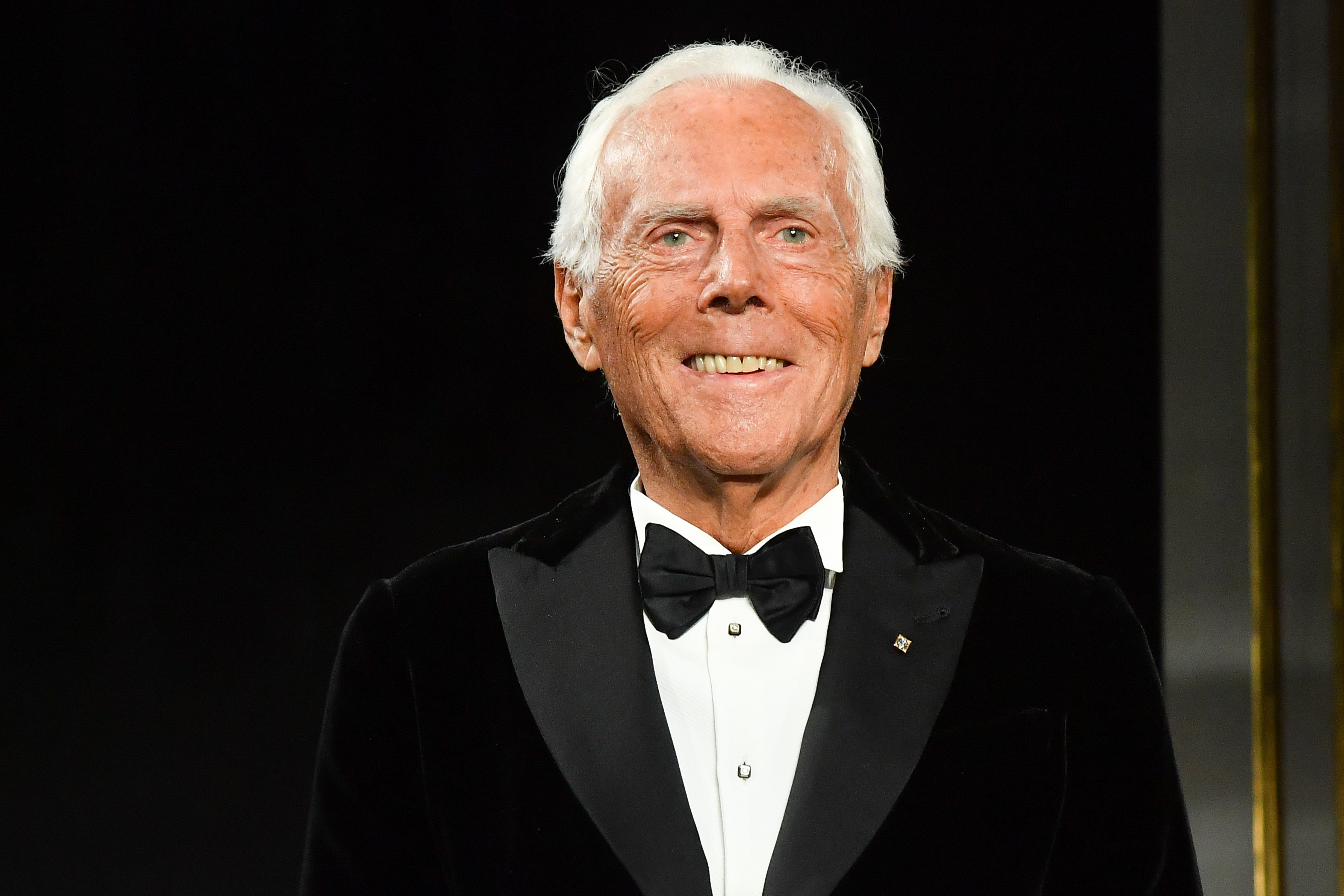 Giorgio Armani acknowledges the audience during the Giorgio Armani Prive Spring Summer 2019 show as part of Paris Fashion Week on January 22, 2019, in Paris, France. | Source: Getty Images