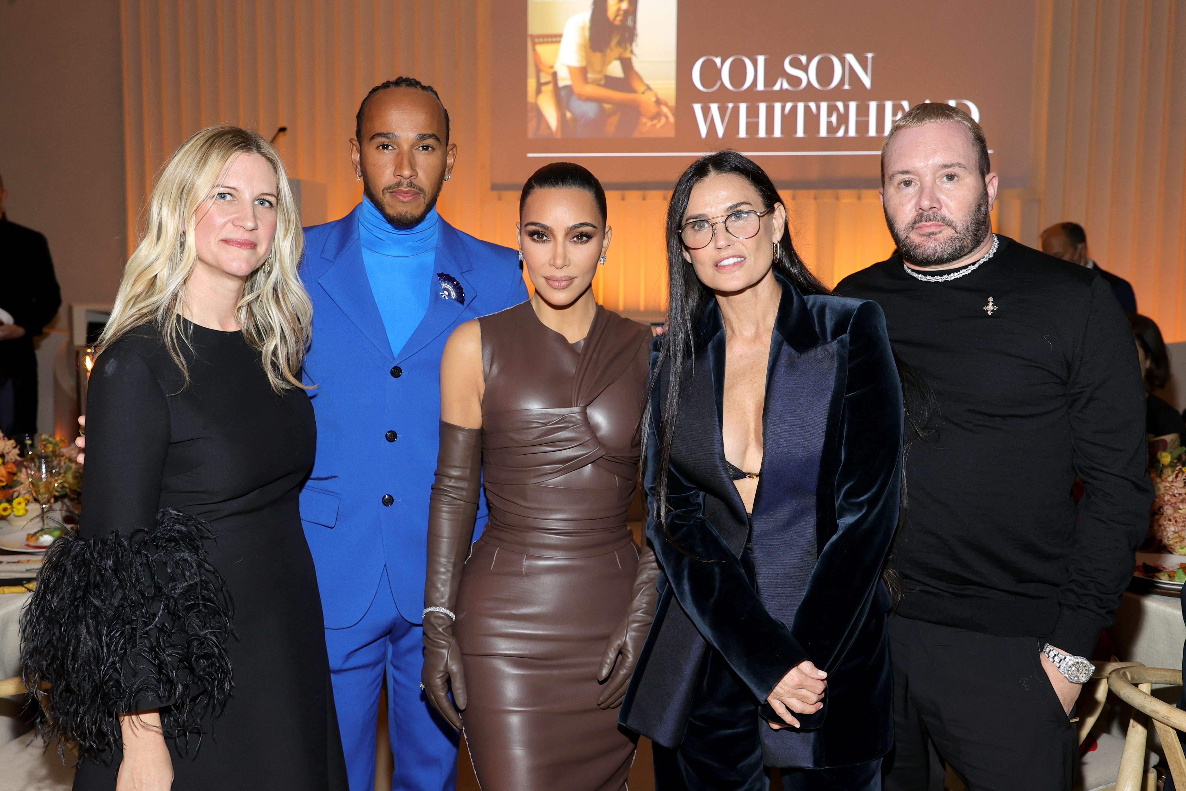 Kristina O’Neill, Lewis Hamilton, Kim Kardashian West, Demi Moore, and Kim Jones attend the WSJ. Magazine 2021 Innovator Awards sponsored by Samsung, Harry Winston, and Rémy Martin at MOMA on November 01, 2021 in New York City. | Source: Getty Images
