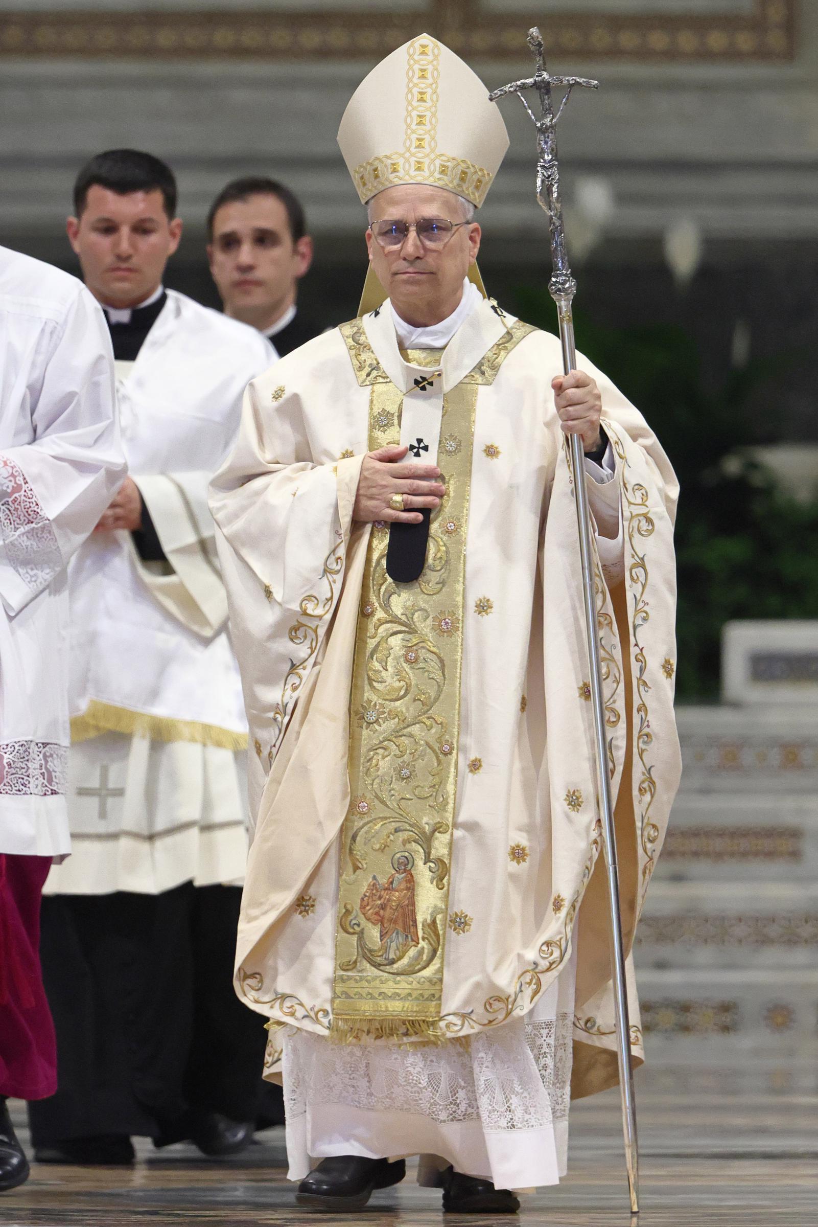 Pope Leo XIV leads his first Mass at the Basilica of St John Lateran, the seat of the Bishop of Rome on May 25, 2025 in Rome, Italy | Source: Getty Images