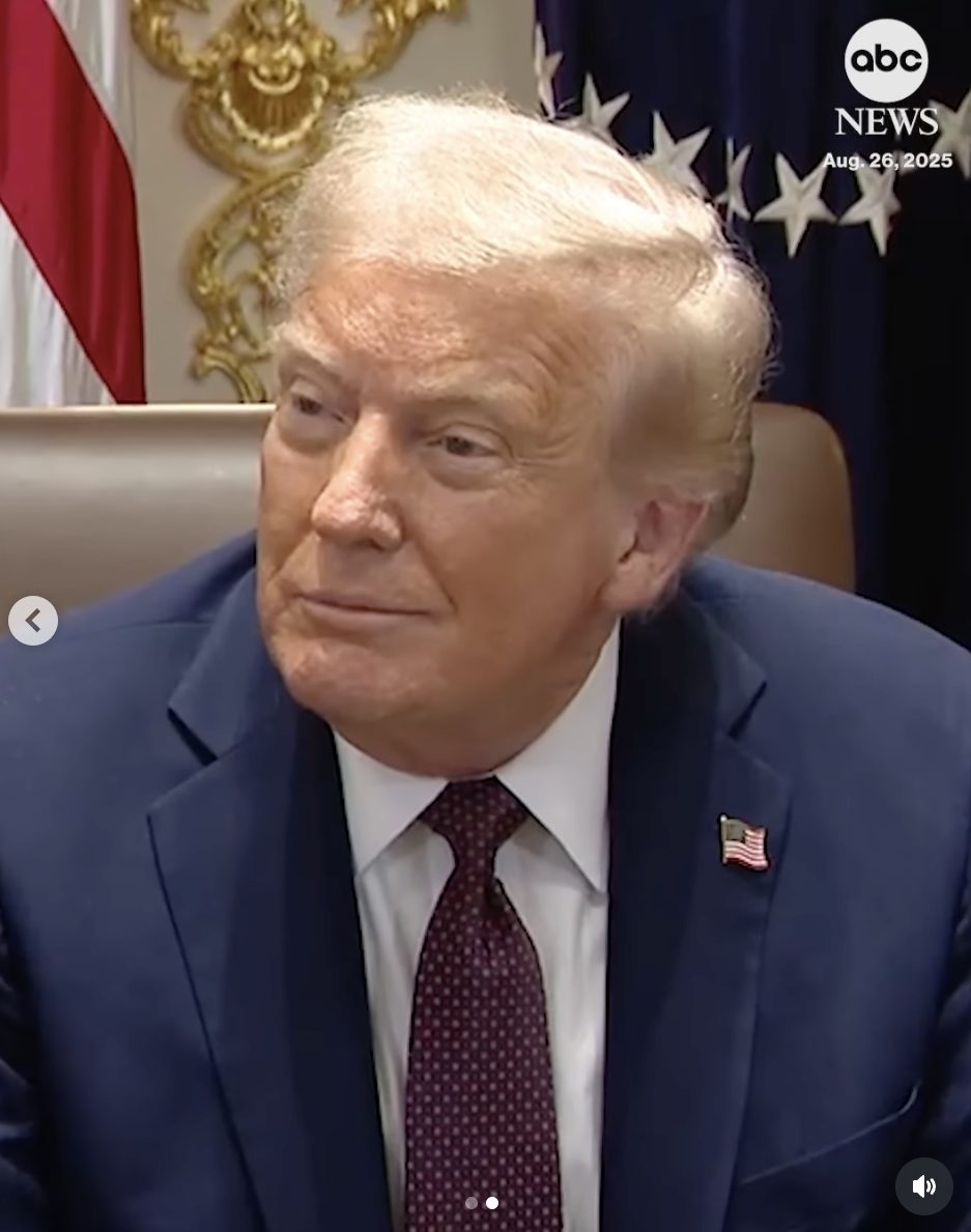 Donald Trump when asked about Travis Kelce and Taylor Swift's engagement on August 26, 2025. | Source: Instagram/ABCNews