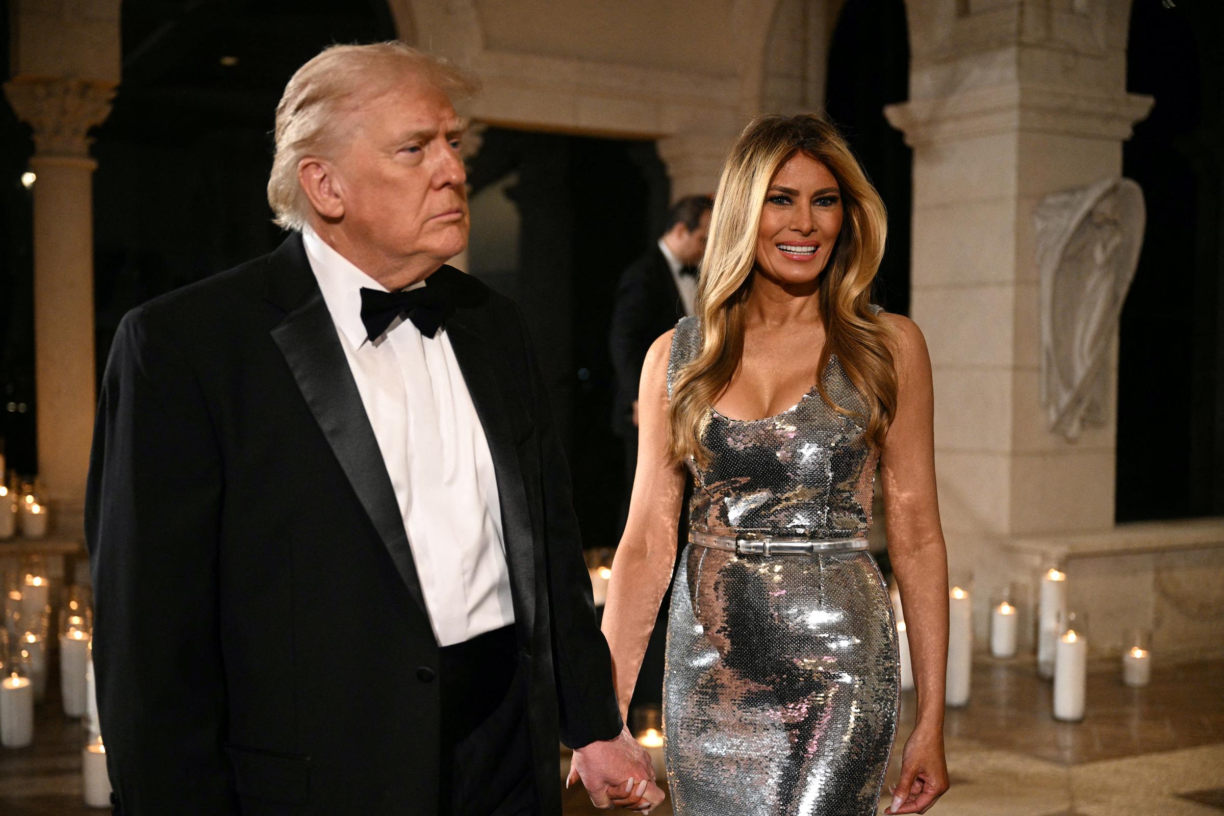 U.S. President Donald Trump and First Lady Melania Trump attend the New Year's Eve Party at his Mar-a-Lago residence in Palm Beach, Florida on December 31, 2025. | Source: Getty Images