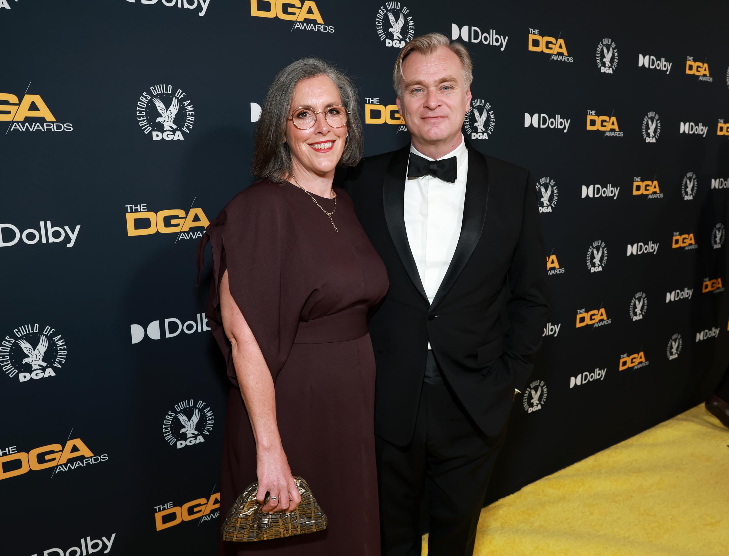 Emma Thomas and Christopher Nolan, Presiden of Directors Guild of America, attend the 78th Annual Directors Guild Of America Awards at The Beverly Hilton on February 7, 2026 in Beverly Hills, California. | Source: Getty Images