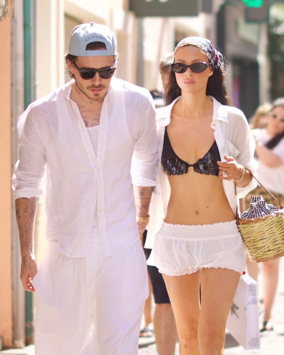 Brooklyn Beckham and Nicola Peltz in St. Tropez in a post shared on July 18, 2025. | Source: Instagram/pagesix