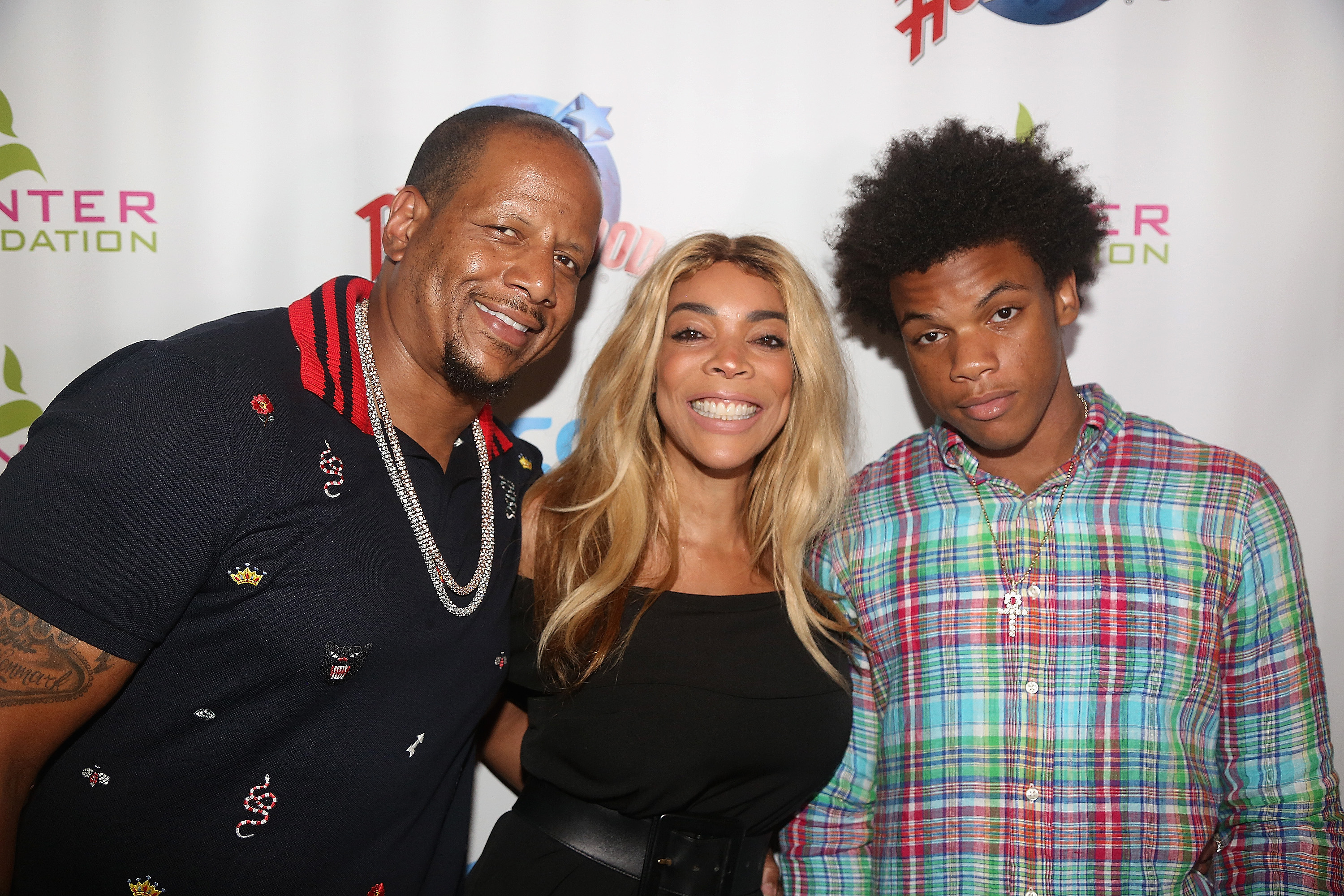 Kevin Hunter, wife Wendy Williams and son Kevin Hunter Jr pose at a celebration for The Hunter Foundation Charity that helps fund programs for families and youth communities in need of help and guidance at Planet Hollywood Times Square on July 11, 2017 in New York City | Source: Getty Images