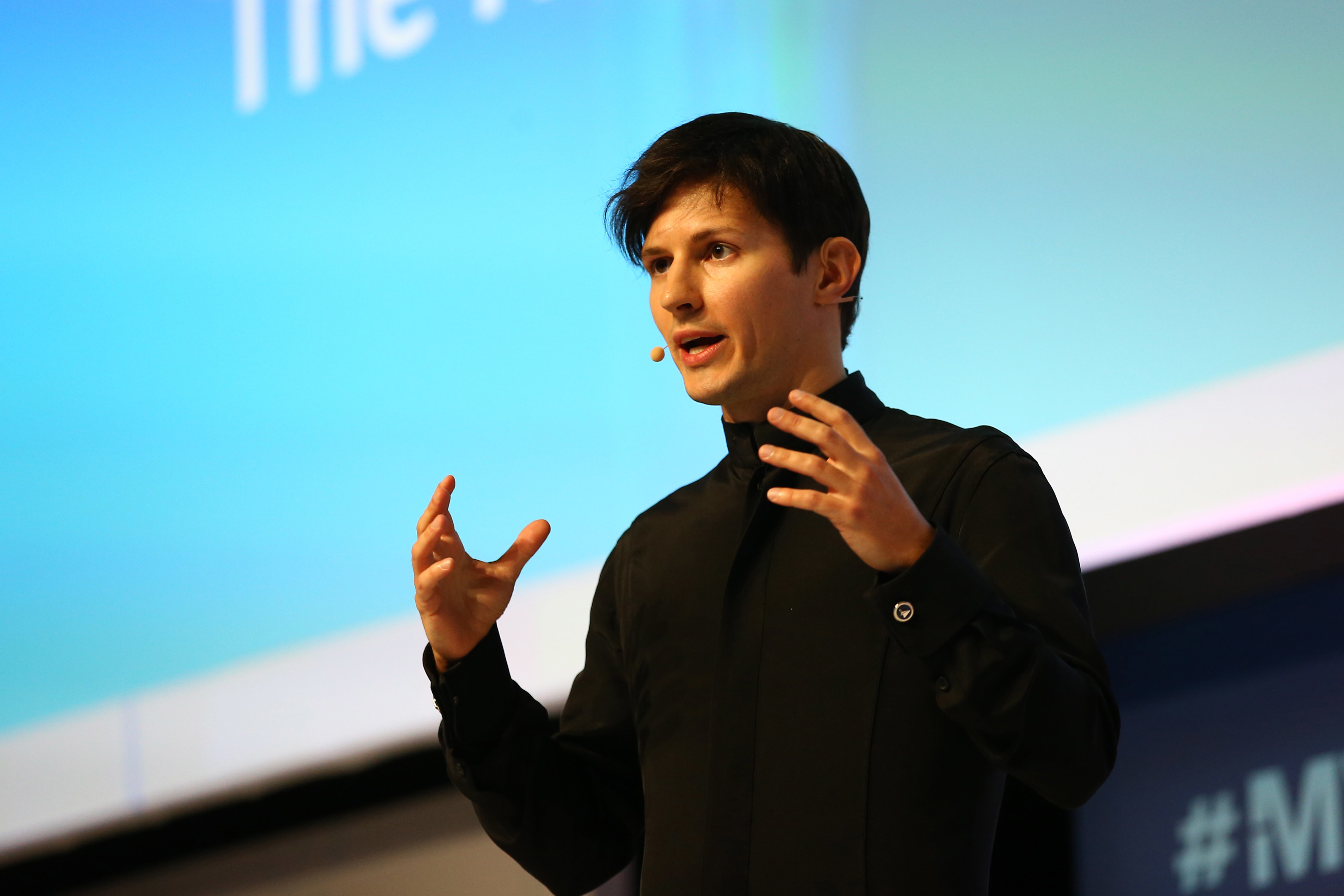 Telegram founder and CEO Pavel Durov delivers his keynote conference during day two of the Mobile World Congress at the Fira Gran Via complex in Barcelona, Spain on February 23, 2016 | Source: Getty Images