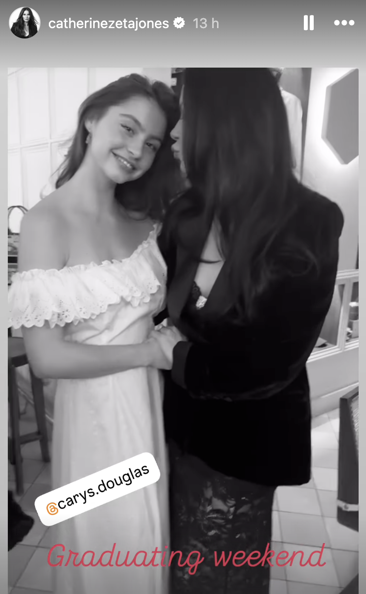 Catherine Zeta-Jones gives daughter Carys a kiss on the cheek, posted on her Instagram Stories on May 25, 2025 | Source: Instagram/catherinezetajones