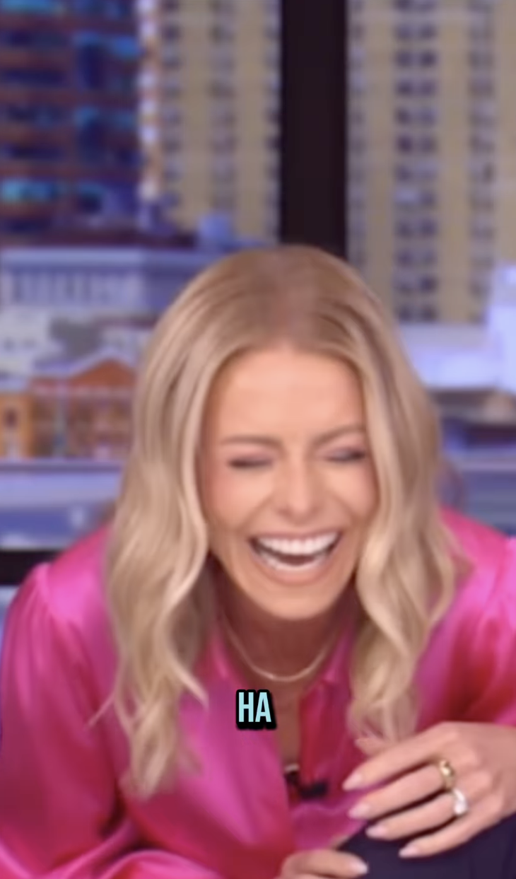 Kelly Ripa laughs at her husband Mark Consuelos' joke on the set of "Live with Kelly and Mark" posted on May 30, 2025 | Source: Instagram/livewithkellyandmark