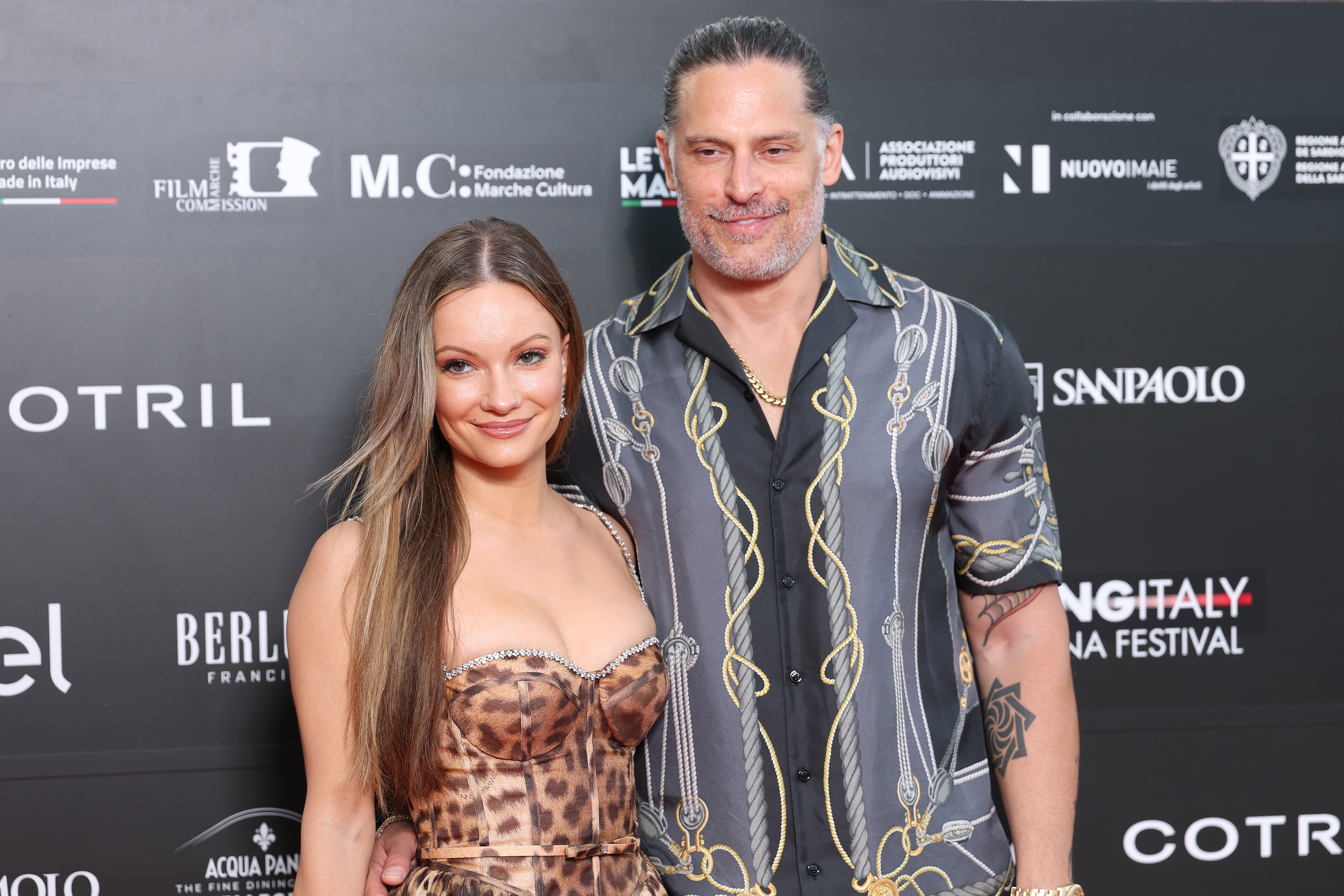 Caitlin O'Connor and Joe Manganiello attend the Filming Italy 2025 red carpet at Forte Village Resort on June 21, 2025 in Santa Margherita di Pula, Italy. | Source: Getty Images
