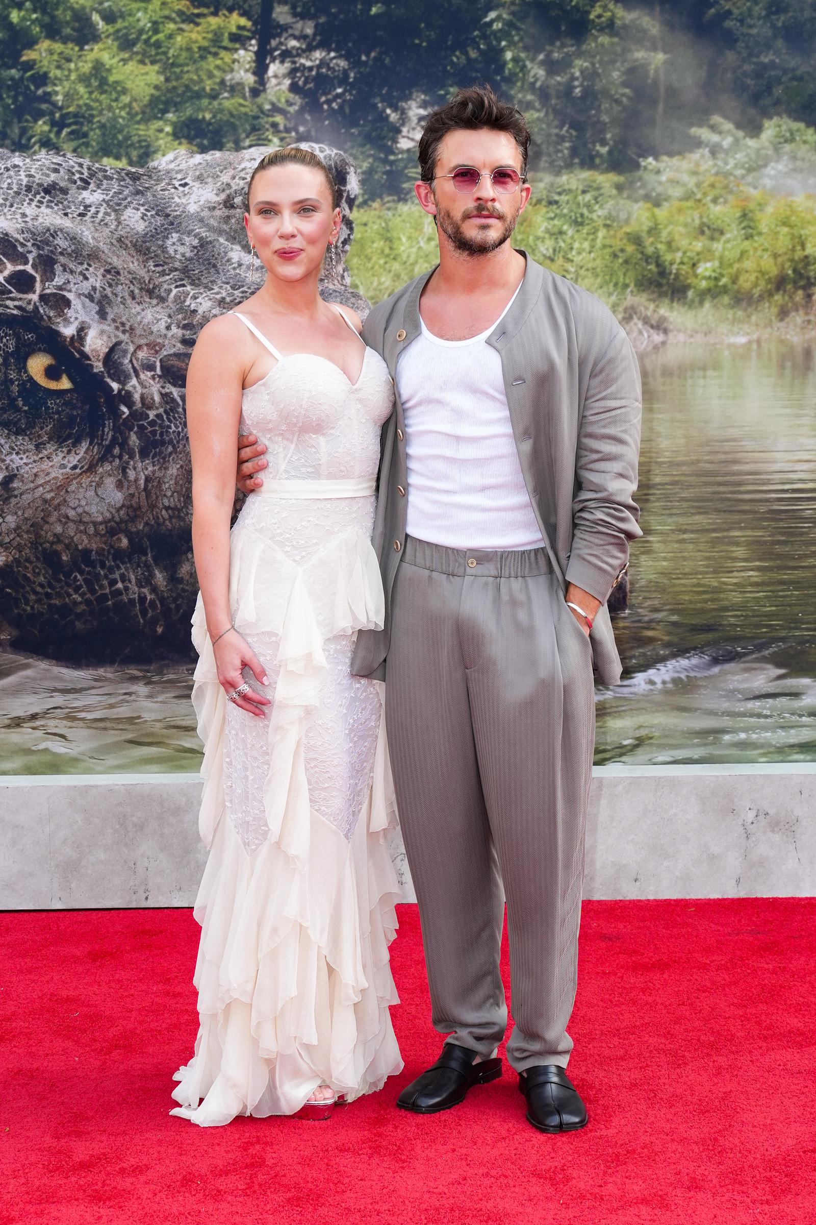 Scarlett Johansson and Jonathan Bailey attend the JURASSIC WORLD REBIRTH Premiere presented by Universal Pictures and Amblin Entertainment on June 23, 2025, in New York City. | Source: Getty Images
