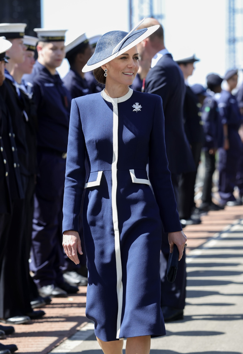 Princess Catherine wears a nautical navy blue dress to the HMS Glasgow naming ceremony on May 22, 2025 in Scotland | Source: Instagam/princeandprincessofwales