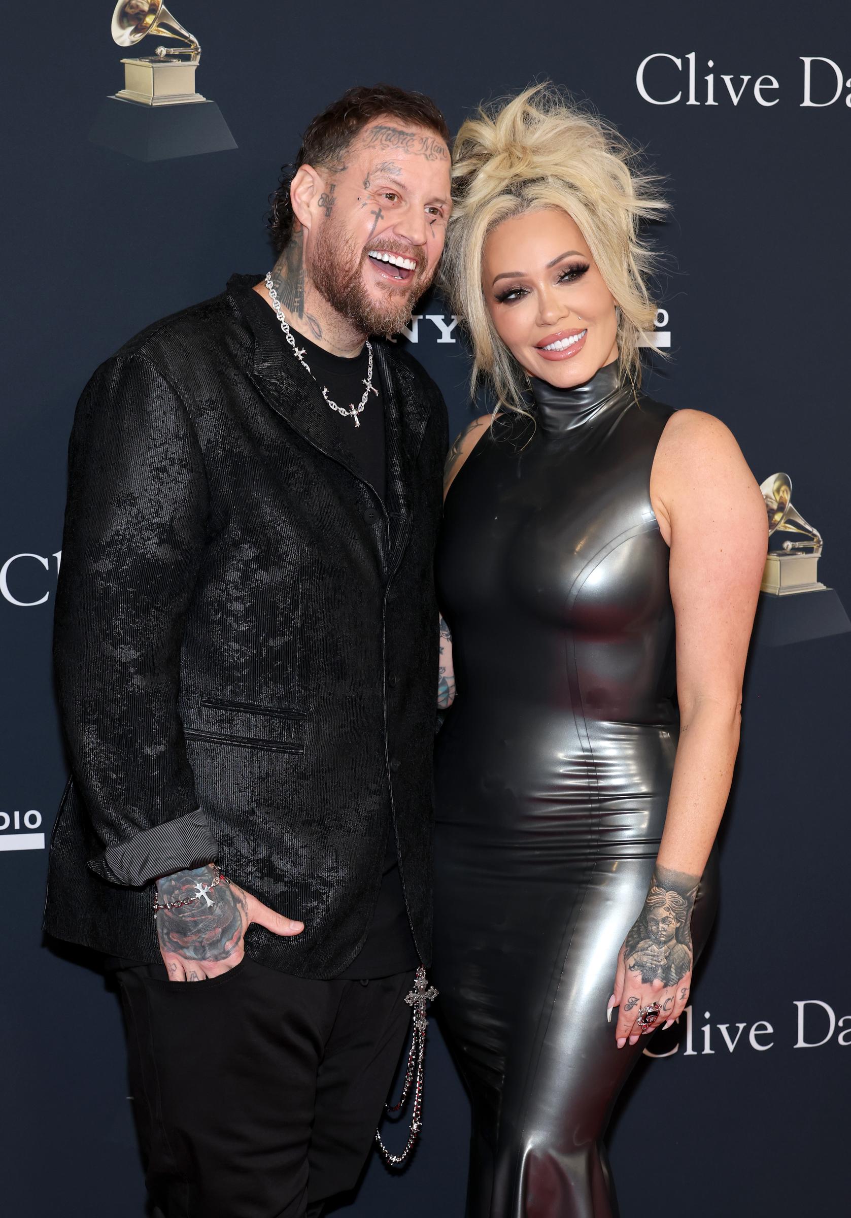 Jelly Roll and Bunnie Xo attend the 68th GRAMMY Awards Pre-GRAMMY Gala & GRAMMY Salute to Industry Icons Honoring Avery Lipman and Monte Lipman at The Beverly Hilton on January 31, 2026 in California. | Source: Getty Images