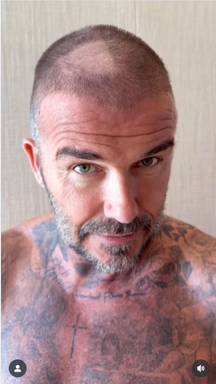 David Beckham after his haircut mishap, in a video shared on Juy 20, 2025. | Source: Instagram/victoriabeckham