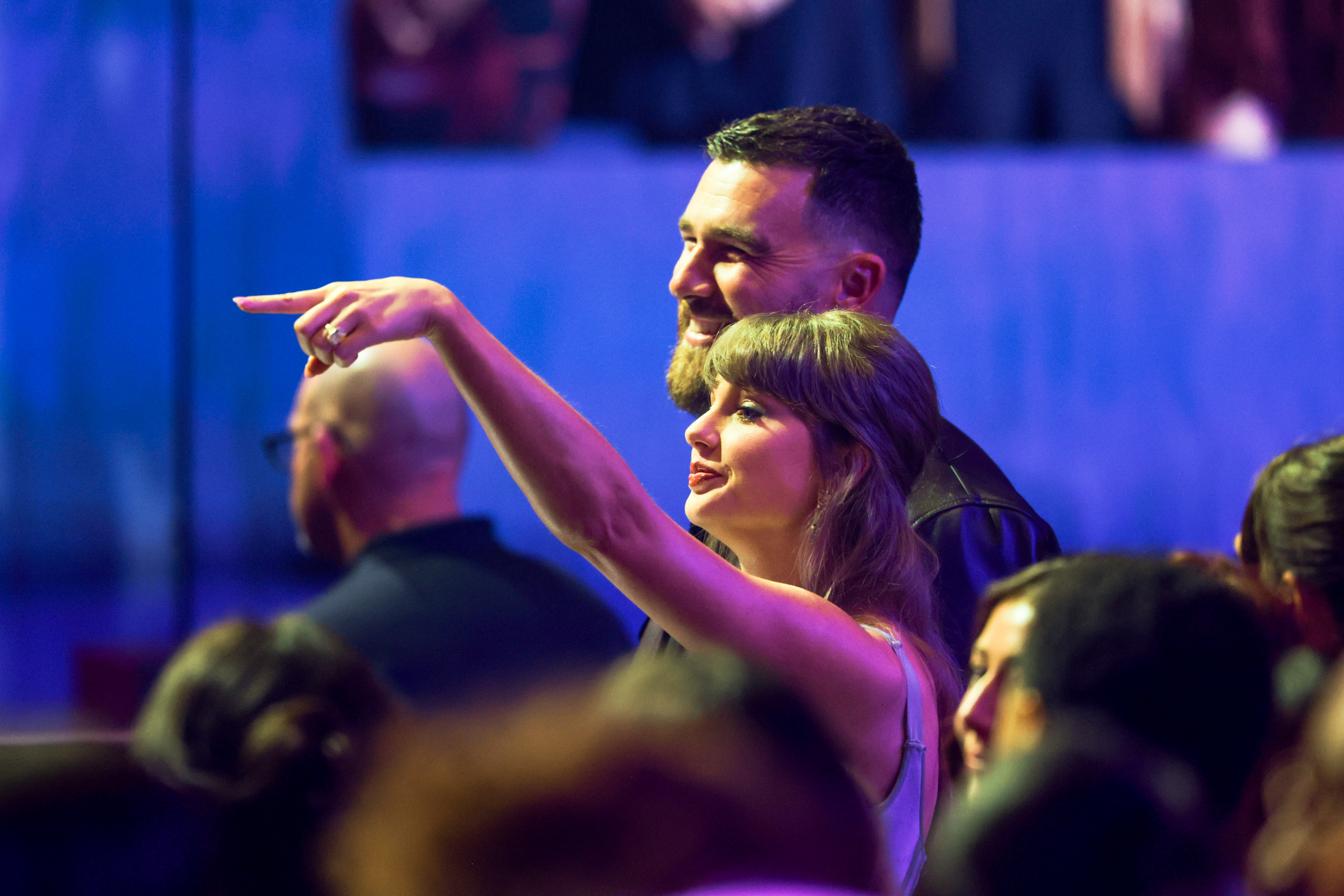 Taylor Swift and Travis Kelce at the iHeartRadio Music Awards show on March 26, 2026, in Hollywood, California. | Source: Getty Images