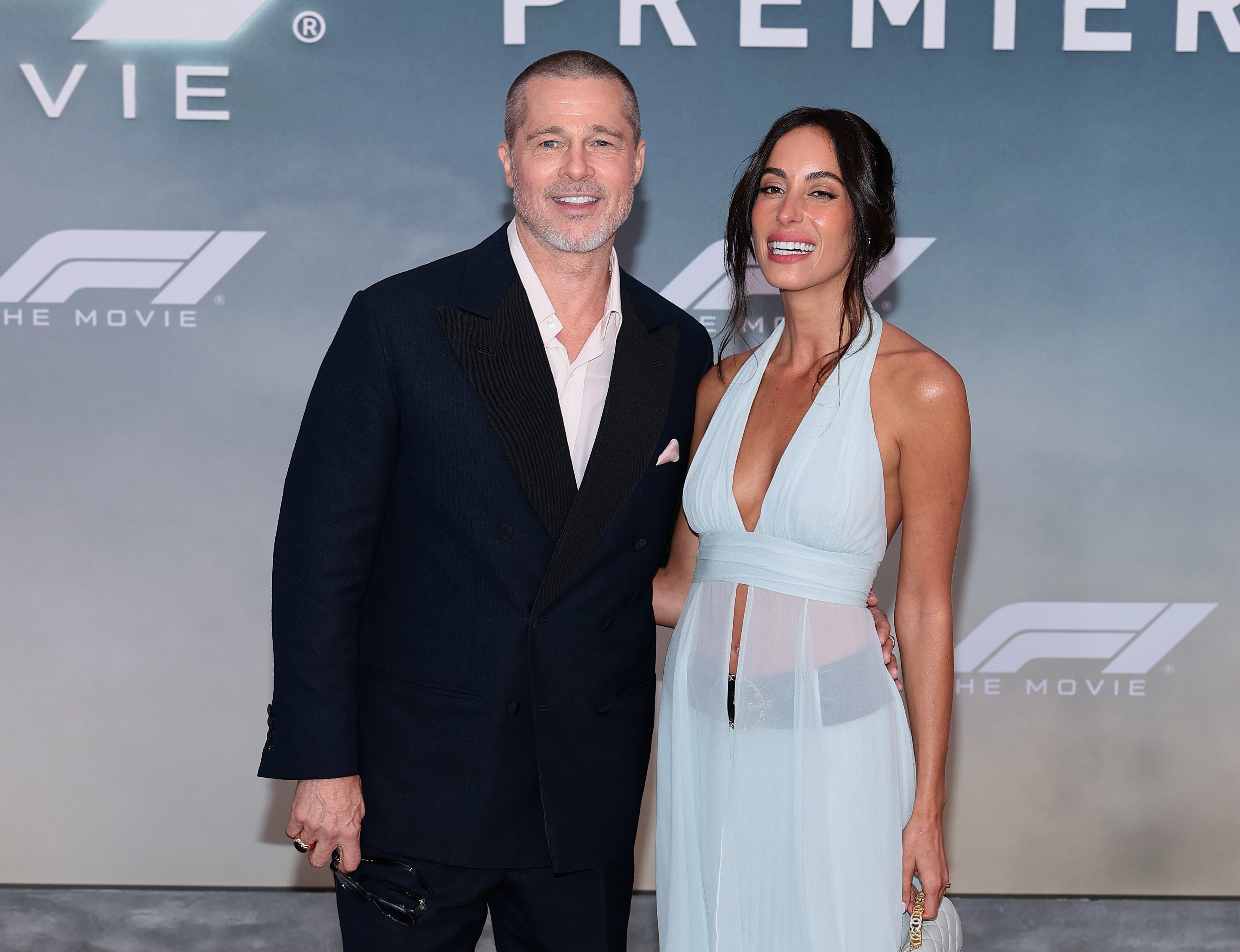 Brad Pitt and Ines de Ramon attend the Apple Original Films & Warner Bros. Pictures "F1" World Premiere in Times Square on June 16, 2025, in New York City. | Source: Getty Images