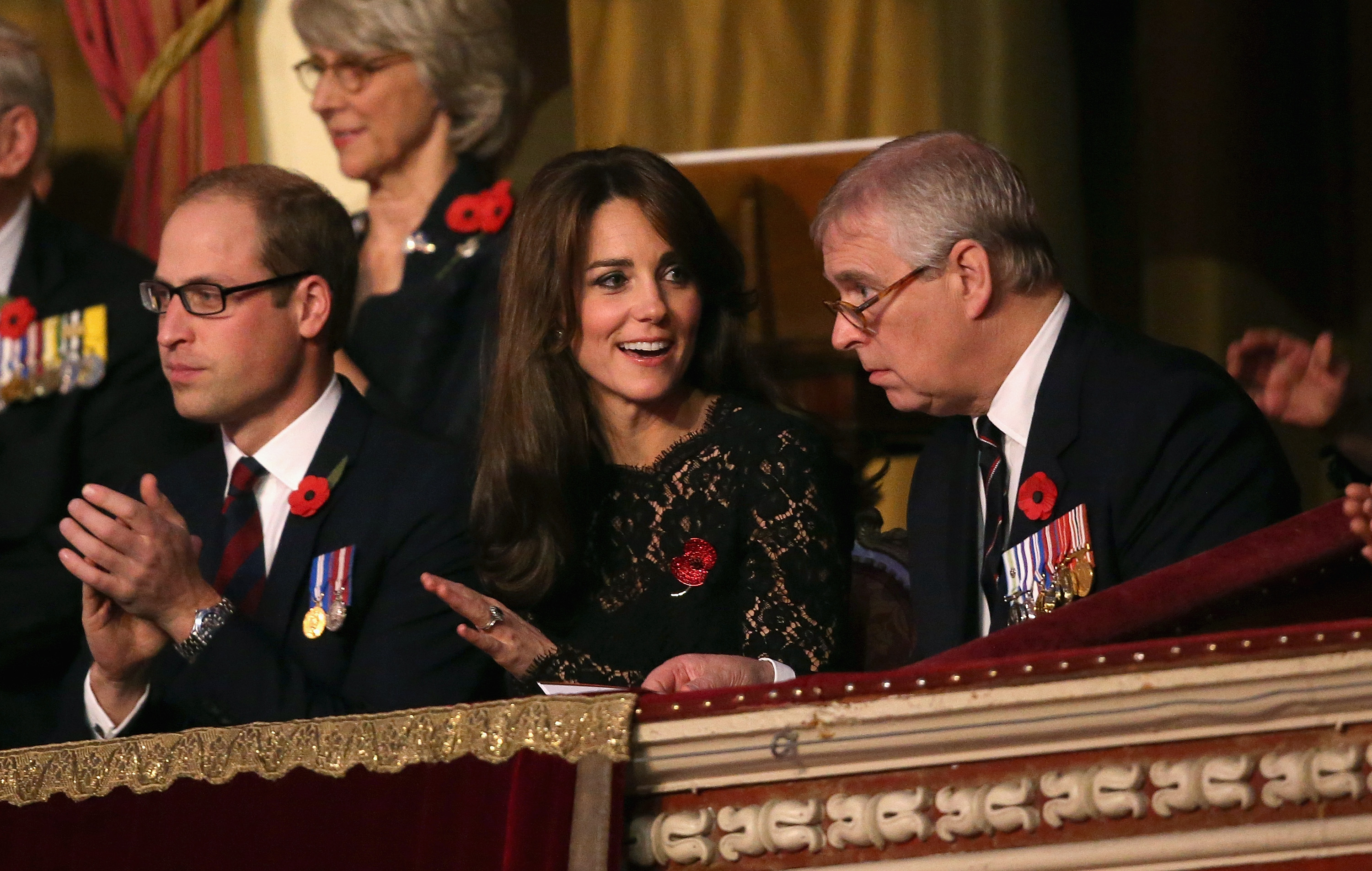 Princess Catherine, Prince William, and Prince Andrew, Duke of York chat at the Royal Albert Hall for the Annual Festival of Remembrance on November 7, 2015 in London, England. | Source: Getty Images