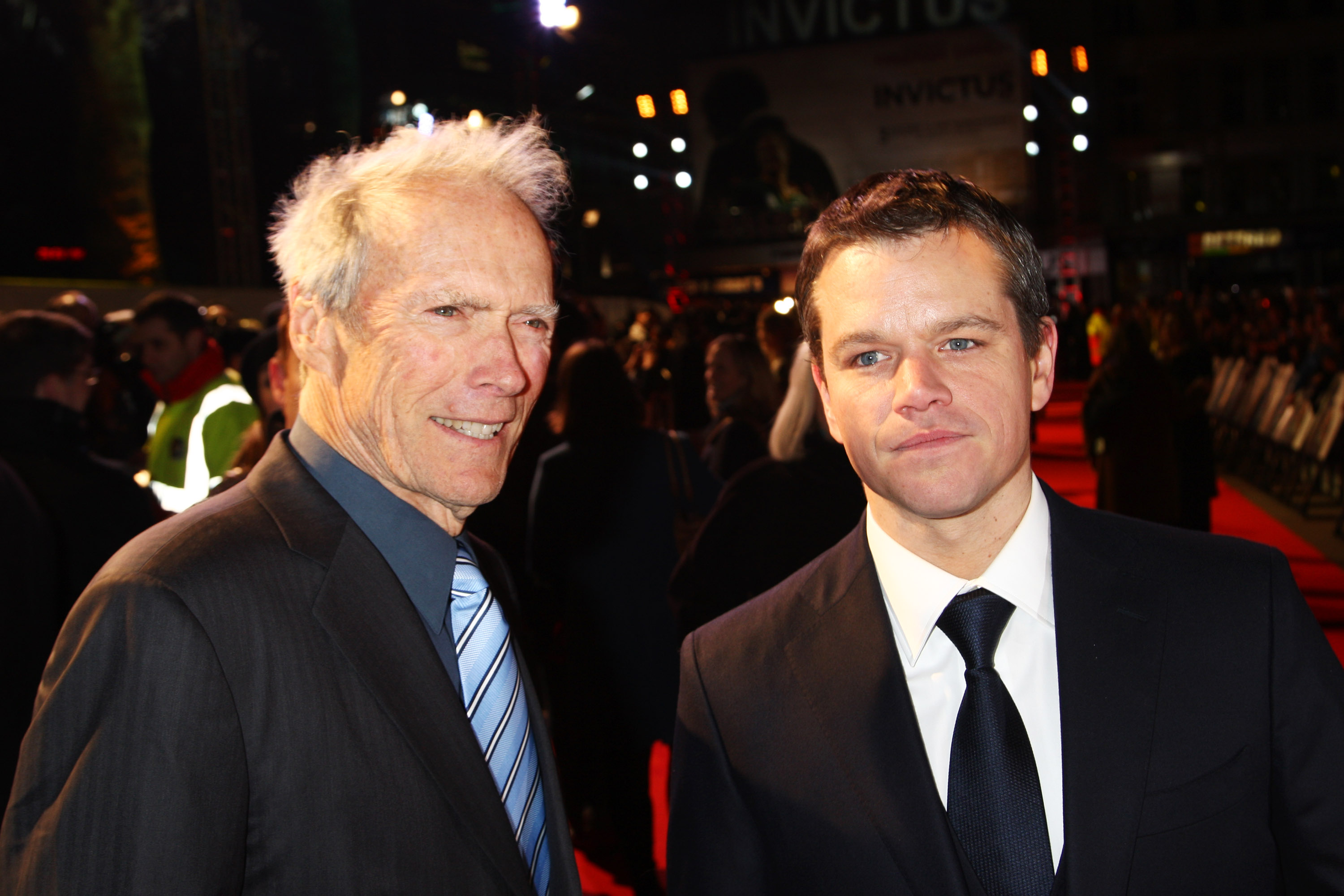 Clint Eastwood and Matt Damon attend the UK premiere of Invictus held the at The Odeon West End on January 31, 2010 in London, England. | Source: Getty Images