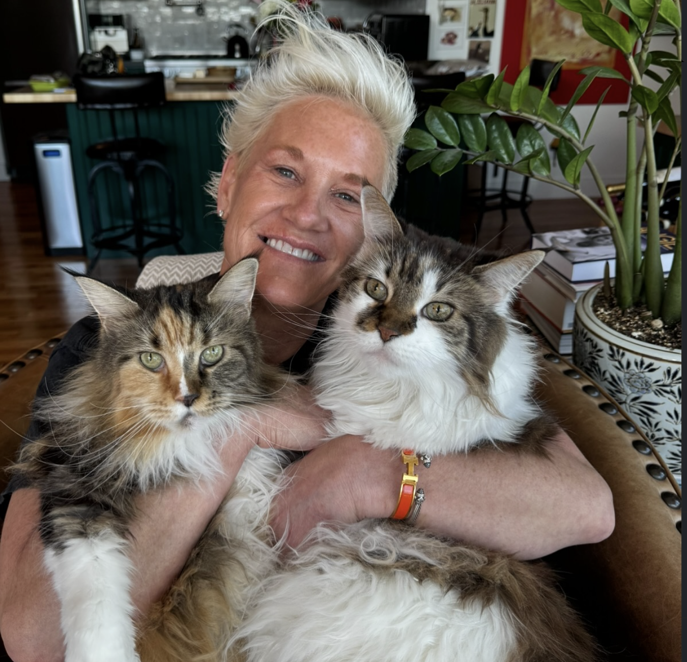 Chef Anne Burrell poses with her cats, posted on July 26, 2024 | Source: Instagram/chefanneburrell
