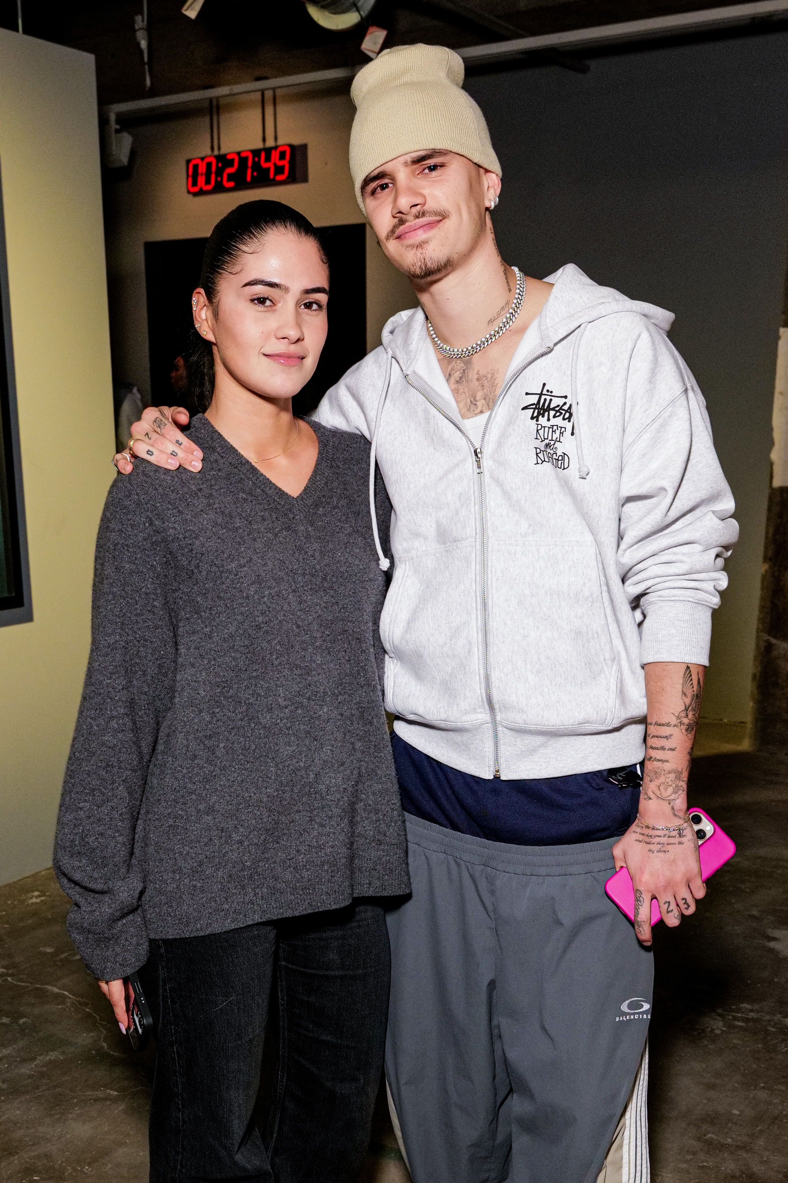 Kim Turnbull and Romeo Beckham attend the Gabriel Moses: Selah Opening Reception at 180 Studios on March 27, 2025, in London, England. | Source: Getty Images