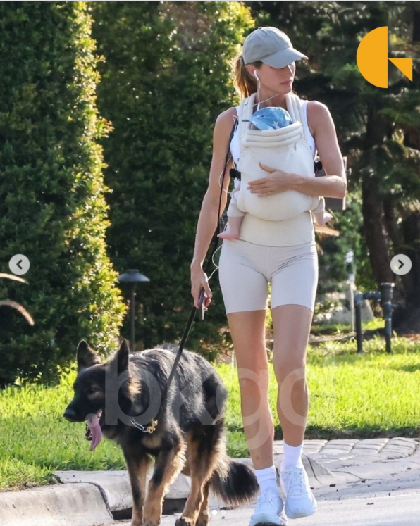 Gisele Bunchen takes a walk with her son and dog, pictured in a post dated June 11, 2025. | Source: Instagram/backgrid_usa
