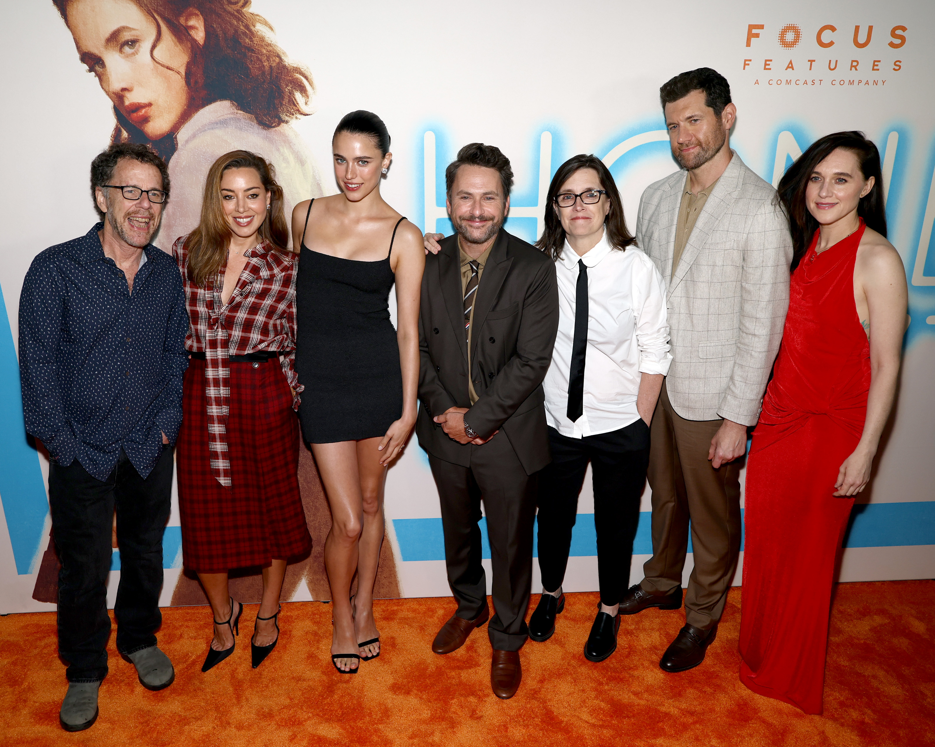 (L-R) Ethan Coen, Aubrey Plaza, Margaret Qualley, Charlie Day, Tricia Cooke, Billy Eichner ,and Lena Hall attend the "Honey Don't!" New York Screening at Metrograph on August 13, 2025, in New York City. | Source: Getty Images