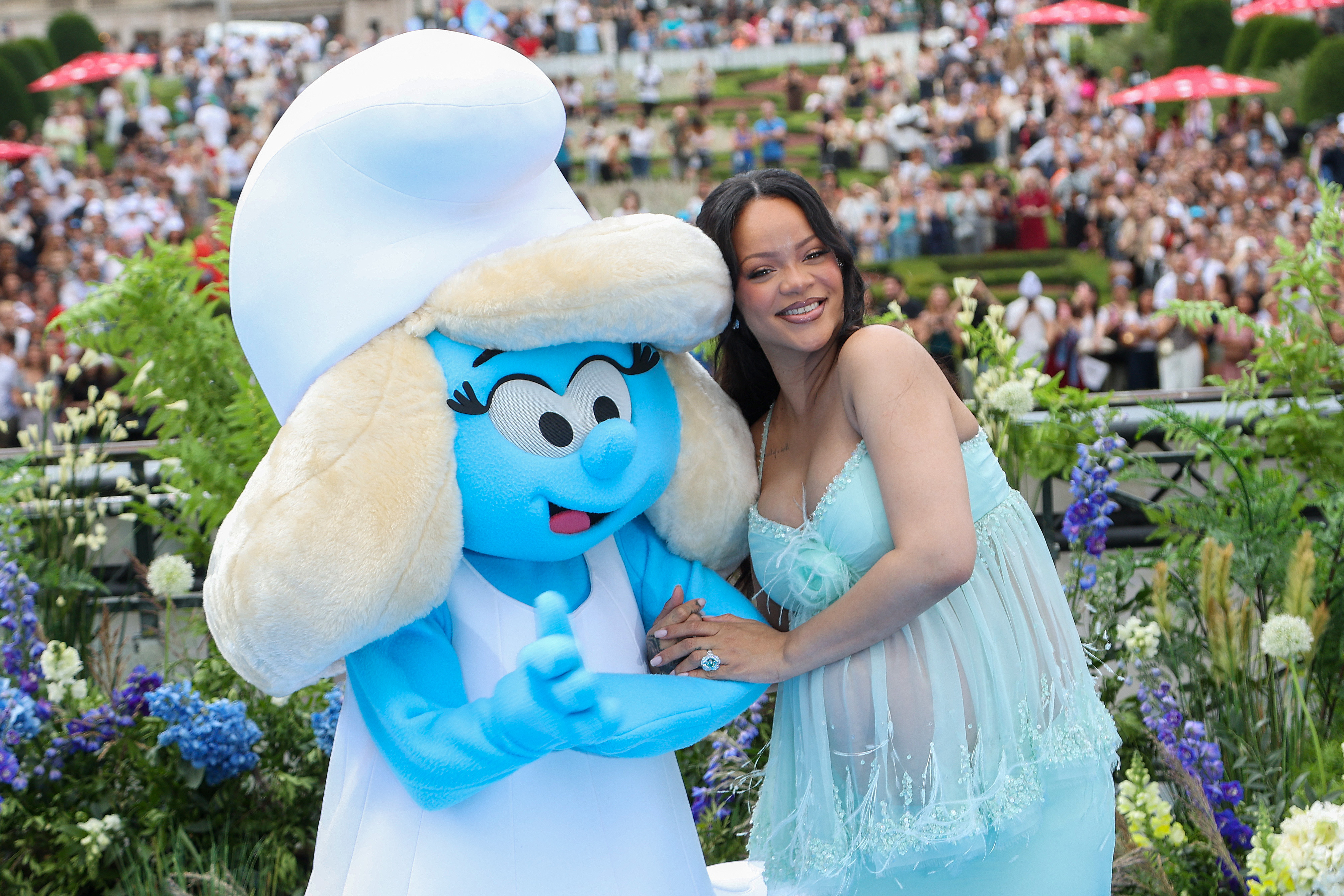 Rihanna attends the "Smurfs" Global Premiere at Mont des Arts on June 28, 2025, in Brussels, Belgium. | Source: Getty Images