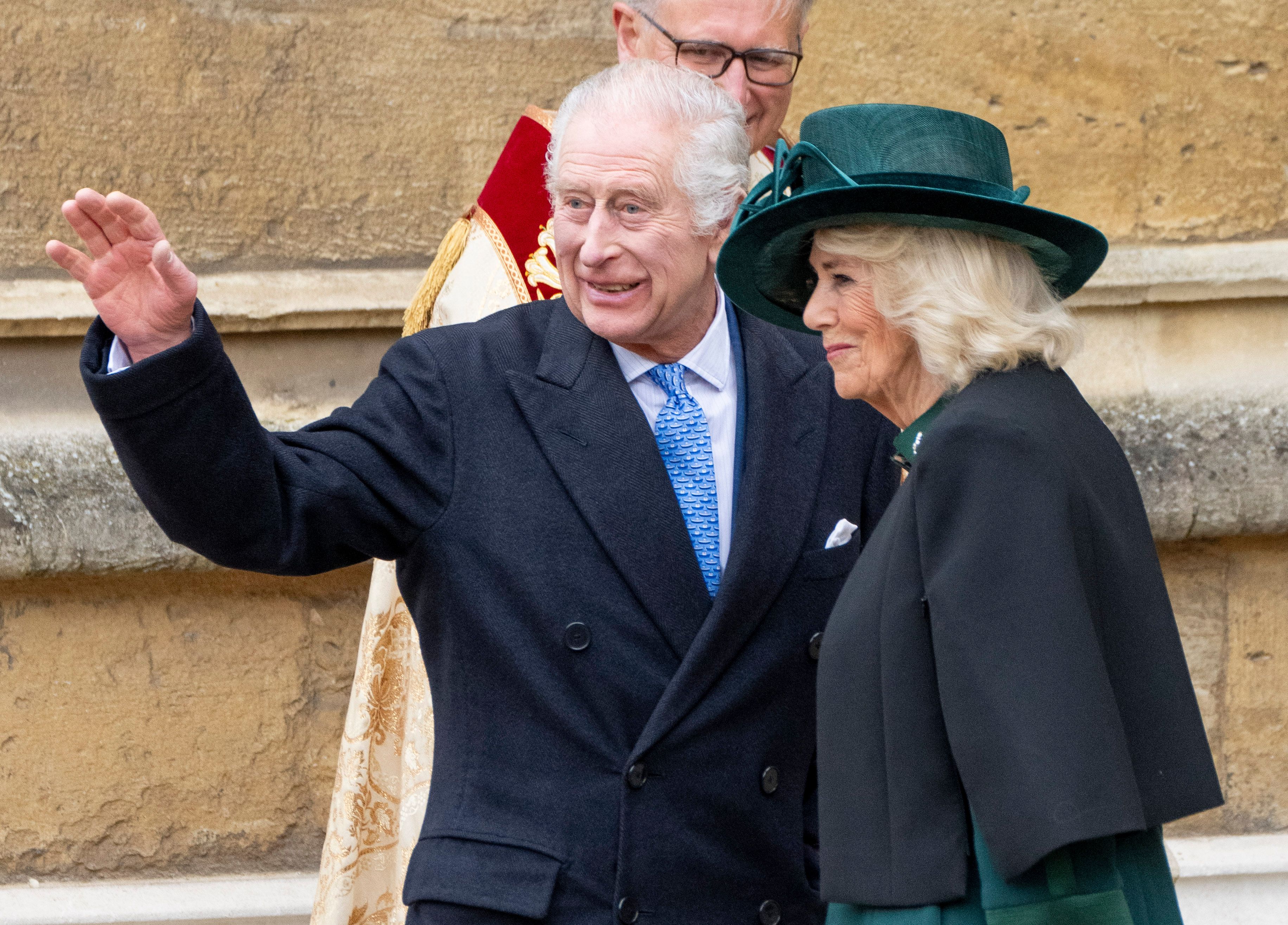 King Charles and Queen Camilla attend the Easter Mattins Service at St. George's Chapel, Windsor Castle on March 31, 2024 | Source: Getty Images