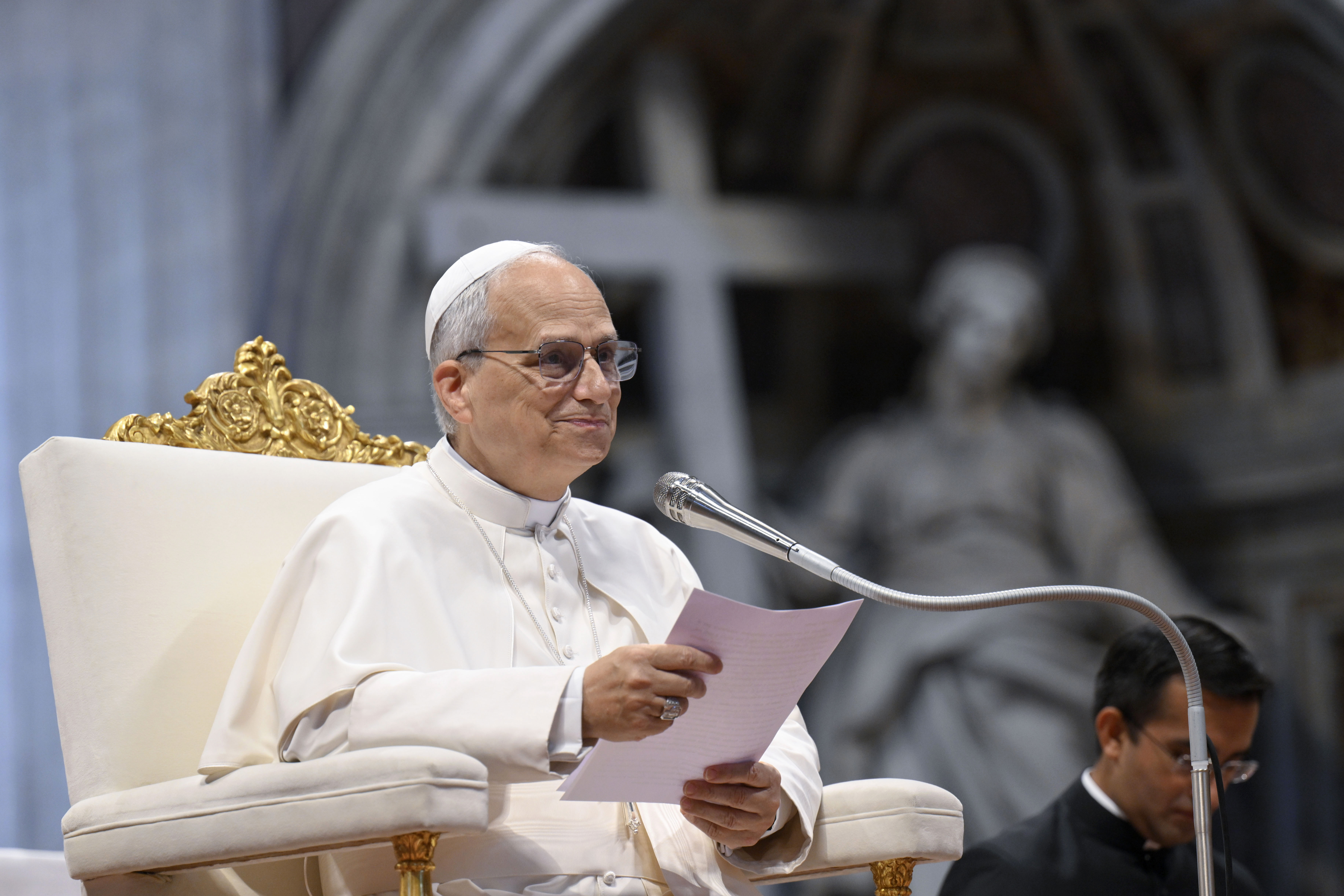 Pope Leo XIV holds an audience for the Jubilee of Sport at St. Peter's Basilica on June 14, 2025, in Vatican City, Vatican. | Source: Getty Images