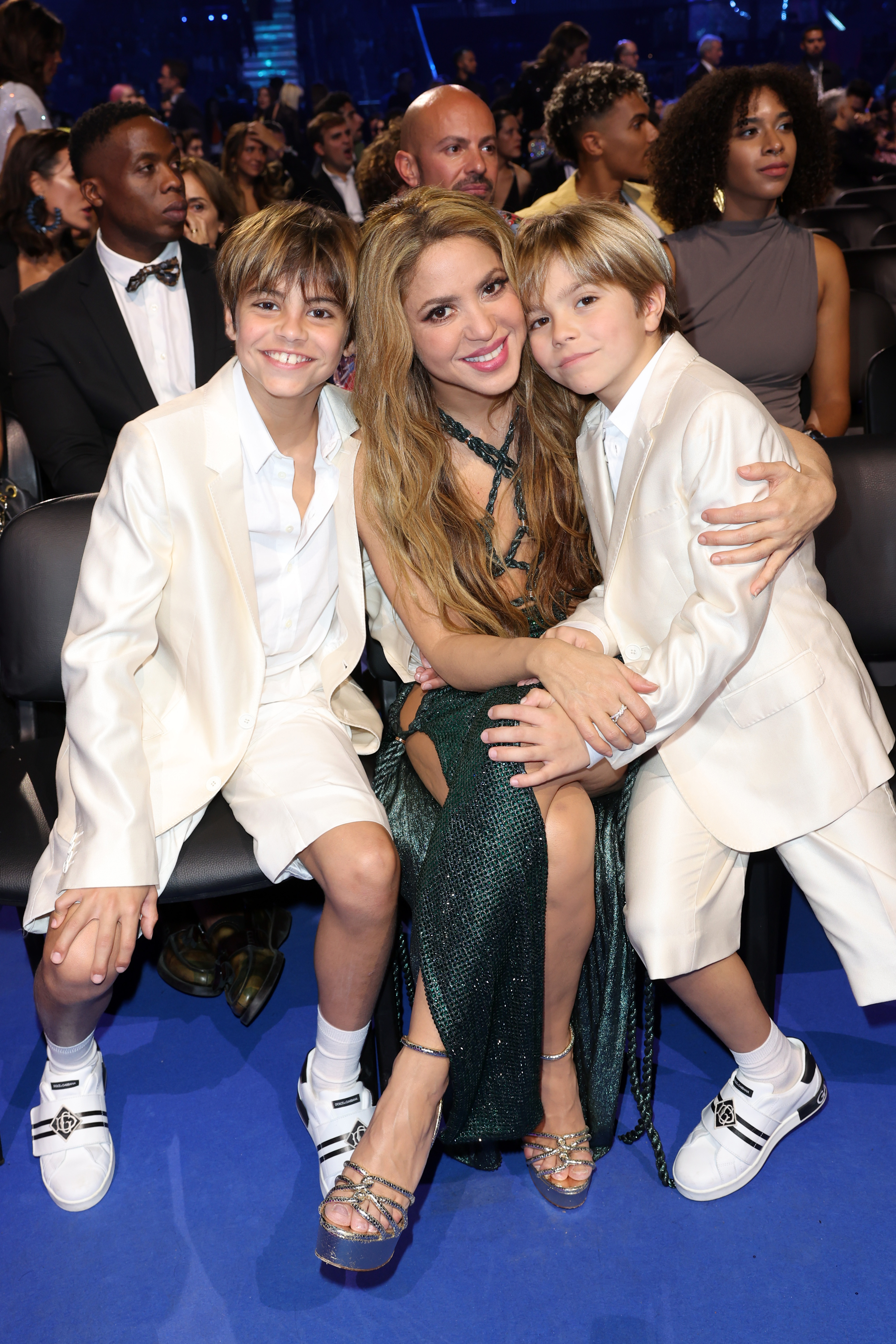 Shakira and her two sons, Milan and Sasha, attend The 24th Annual Latin Grammy Awards on November 16, 2023, in Seville, Spain. | Source: Getty Images