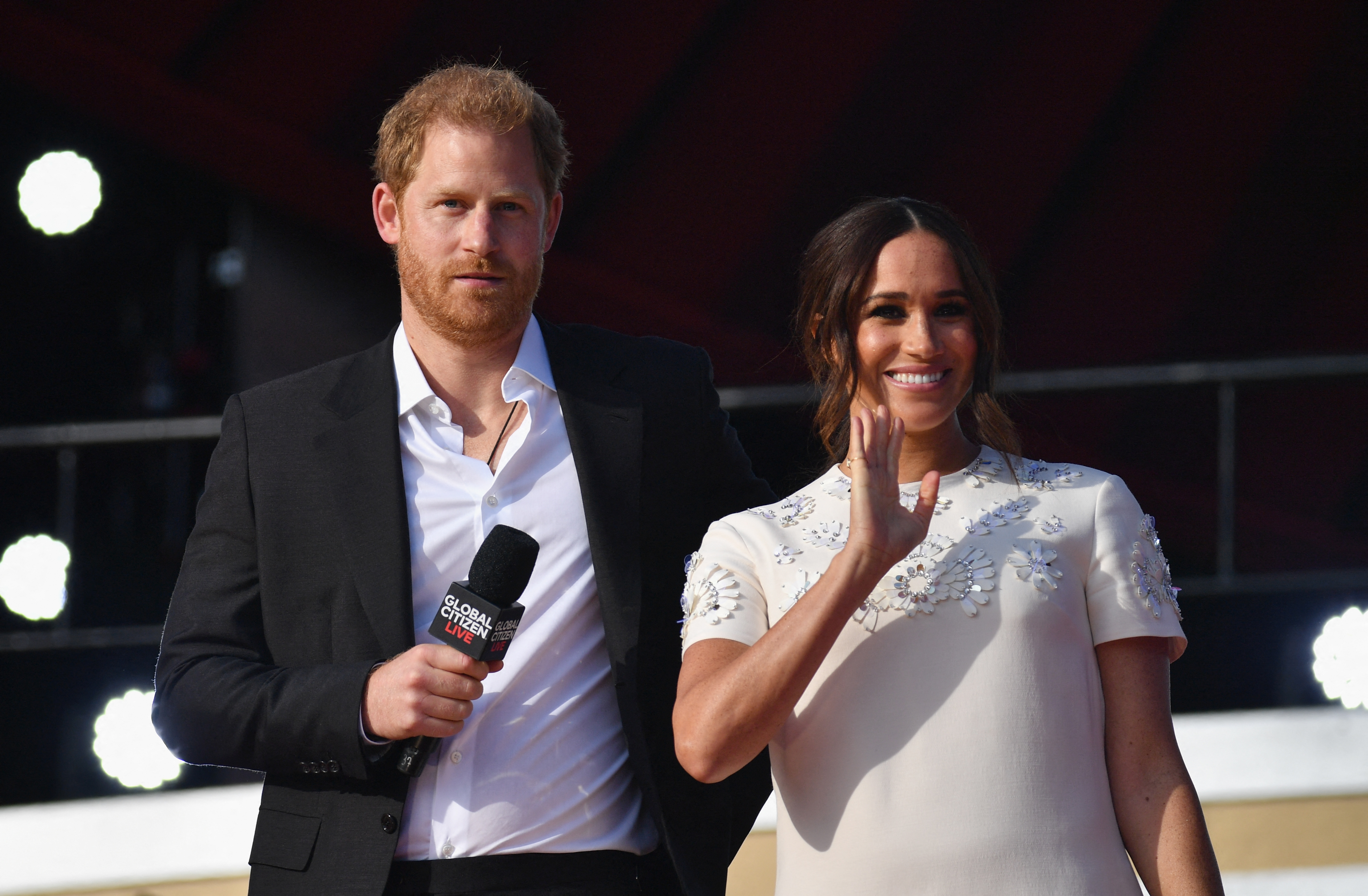 Prince Harry and Meghan Markle speak during the 2021 Global Citizen Live festival at the Great Lawn, Central Park on September 25 in New York City. | Source: Getty Images