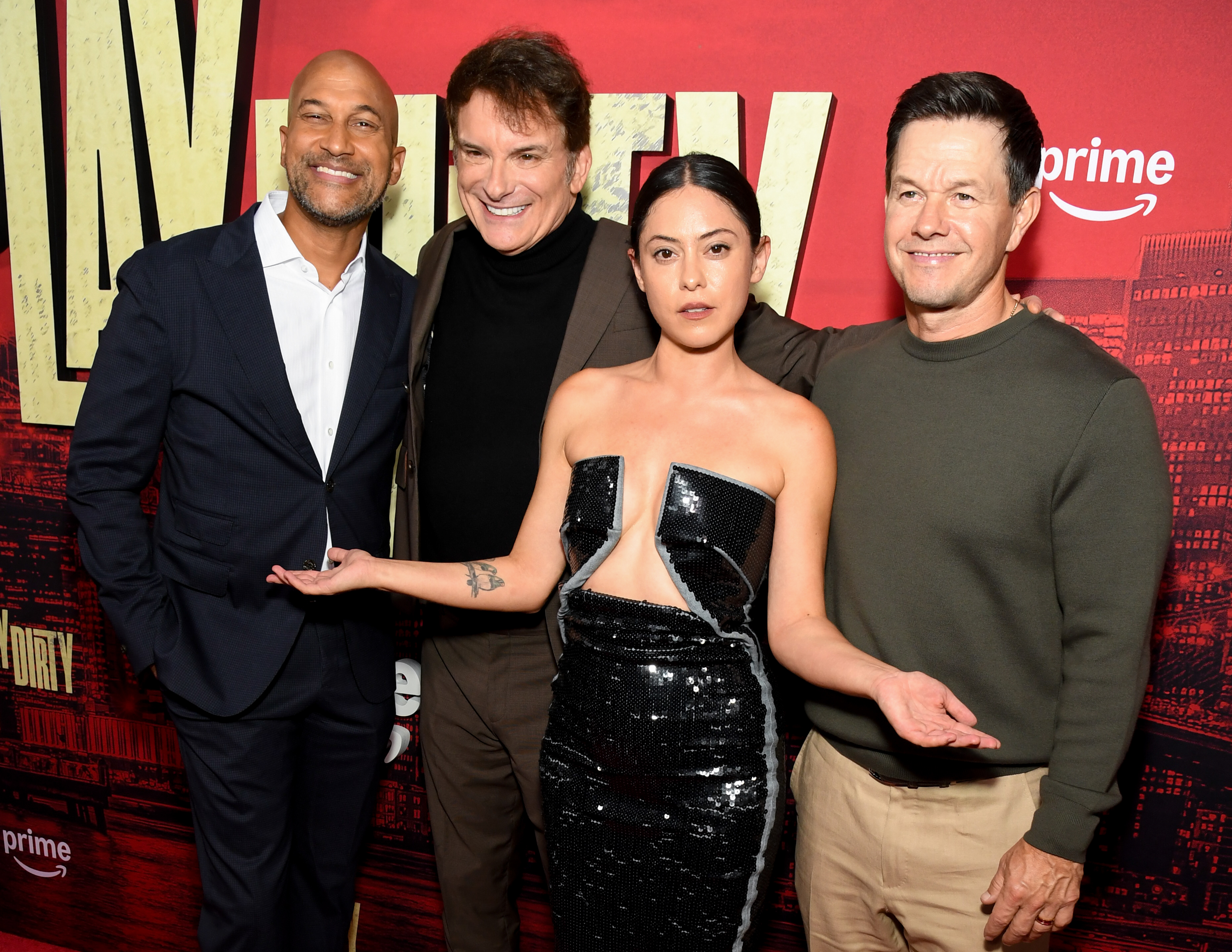 Keegan-Michael Key, Shane Black, Rosa Salazar, Mark Wahlberg at the Amazon MGM Studios' "Play Dirty" world premiere held at SVA Theatre on September 24, 2025 in New York City. | Source: Getty Images
