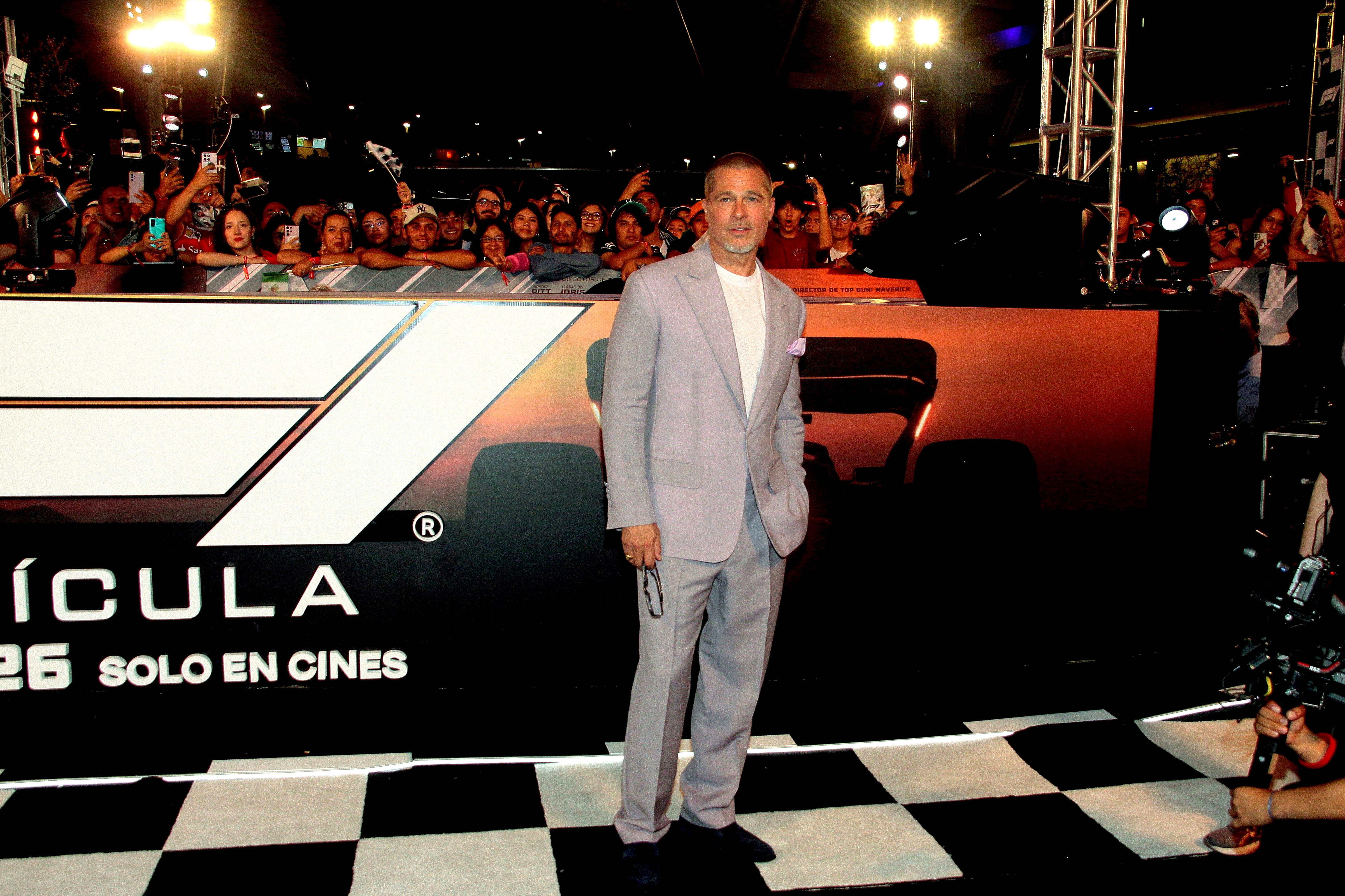 Brad Pitt poses for photo, on the F1 movie Red Carpet at Parque Toreo on June 9, 2025 in Mexico City, Mexico | Source: Getty Images