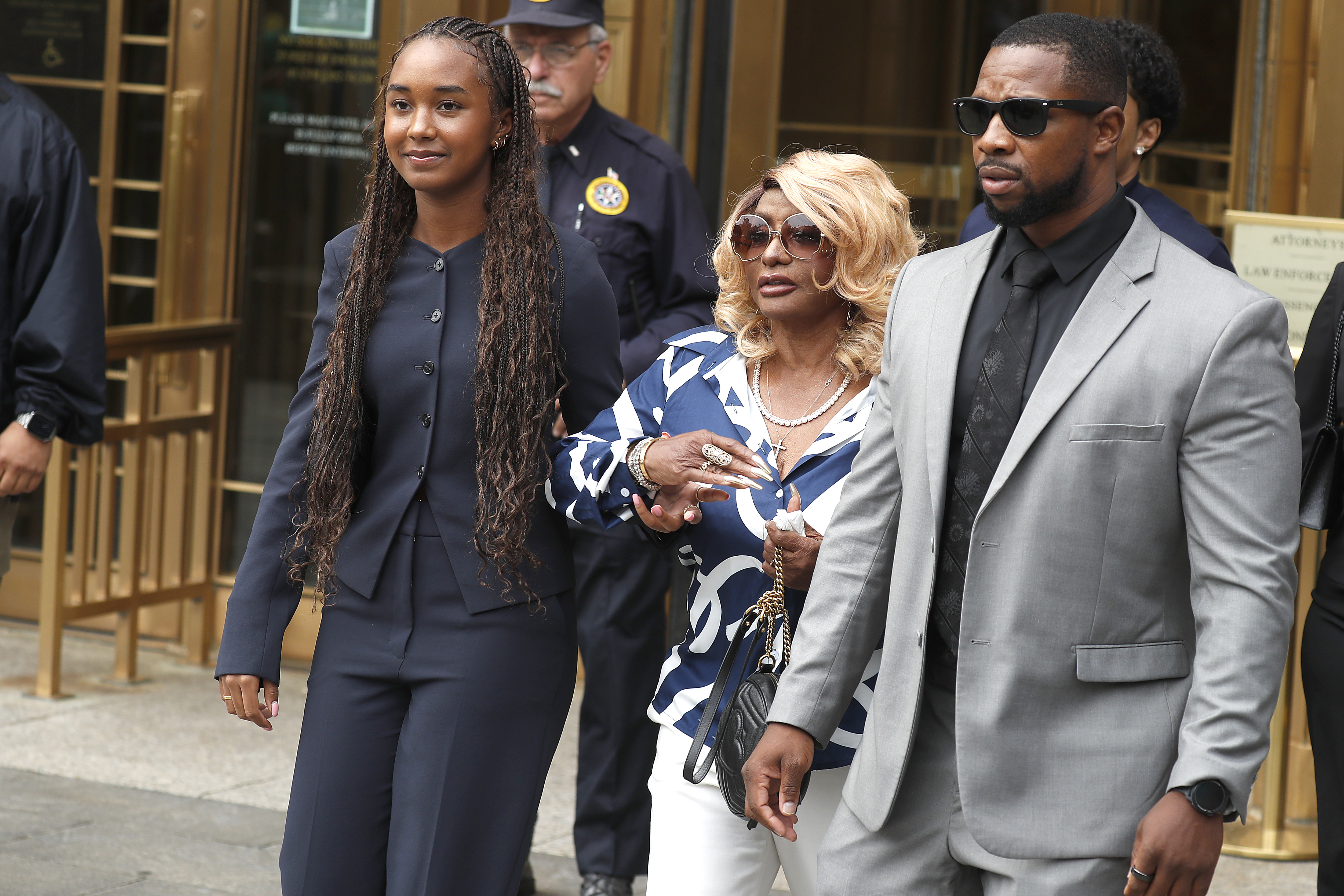 Chance Combs and Janice Combs exits following the veridct at the Sean Combs' sex trafficking and racketeering trial at Manhattan Federal Court on July 2, 2025 in New York City | Source: Getty Images