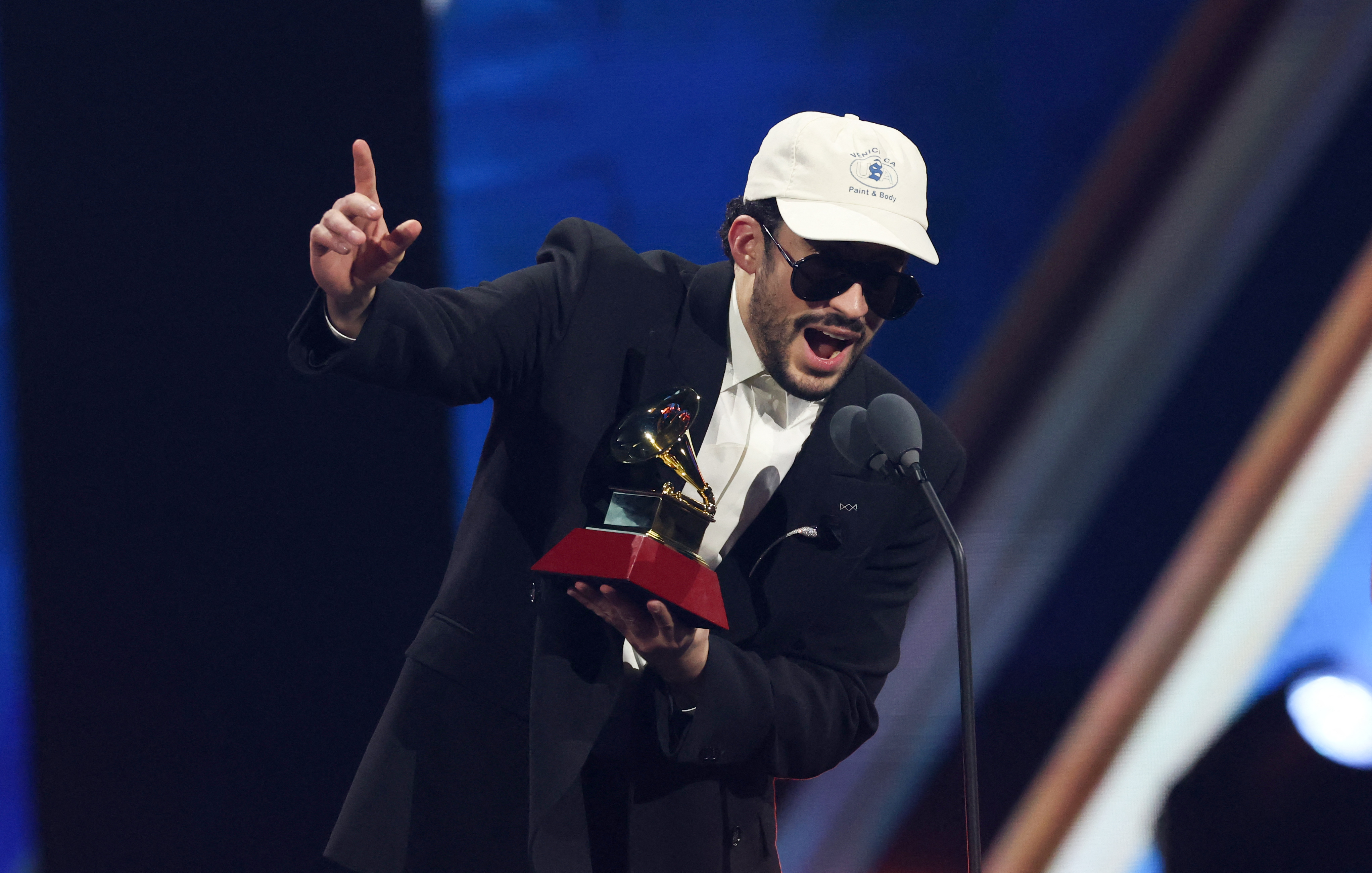 Bad Bunny accepting the Album of the Year award during the 26th Annual Latin Grammy Awards on November 13, 2025, in Las Vegas, Nevada. | Source: Getty Images