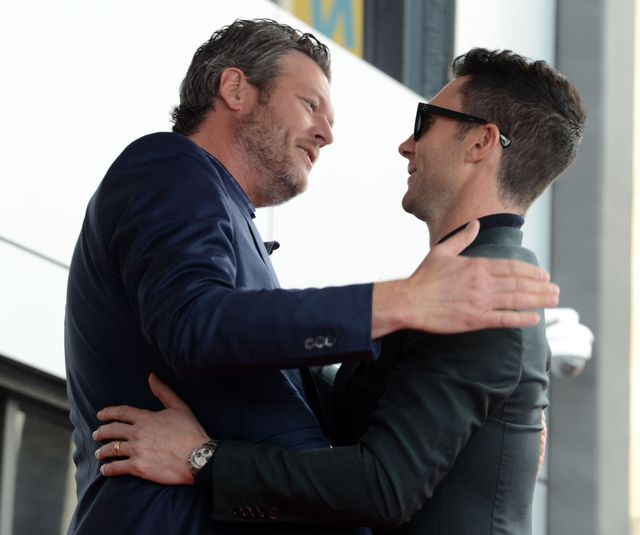 Adam Levine and Blake Shelton on the former's Hollywood Walk of Fame star unveiling on February 10, 2017 in Los Angeles, California | Source: Getty Images