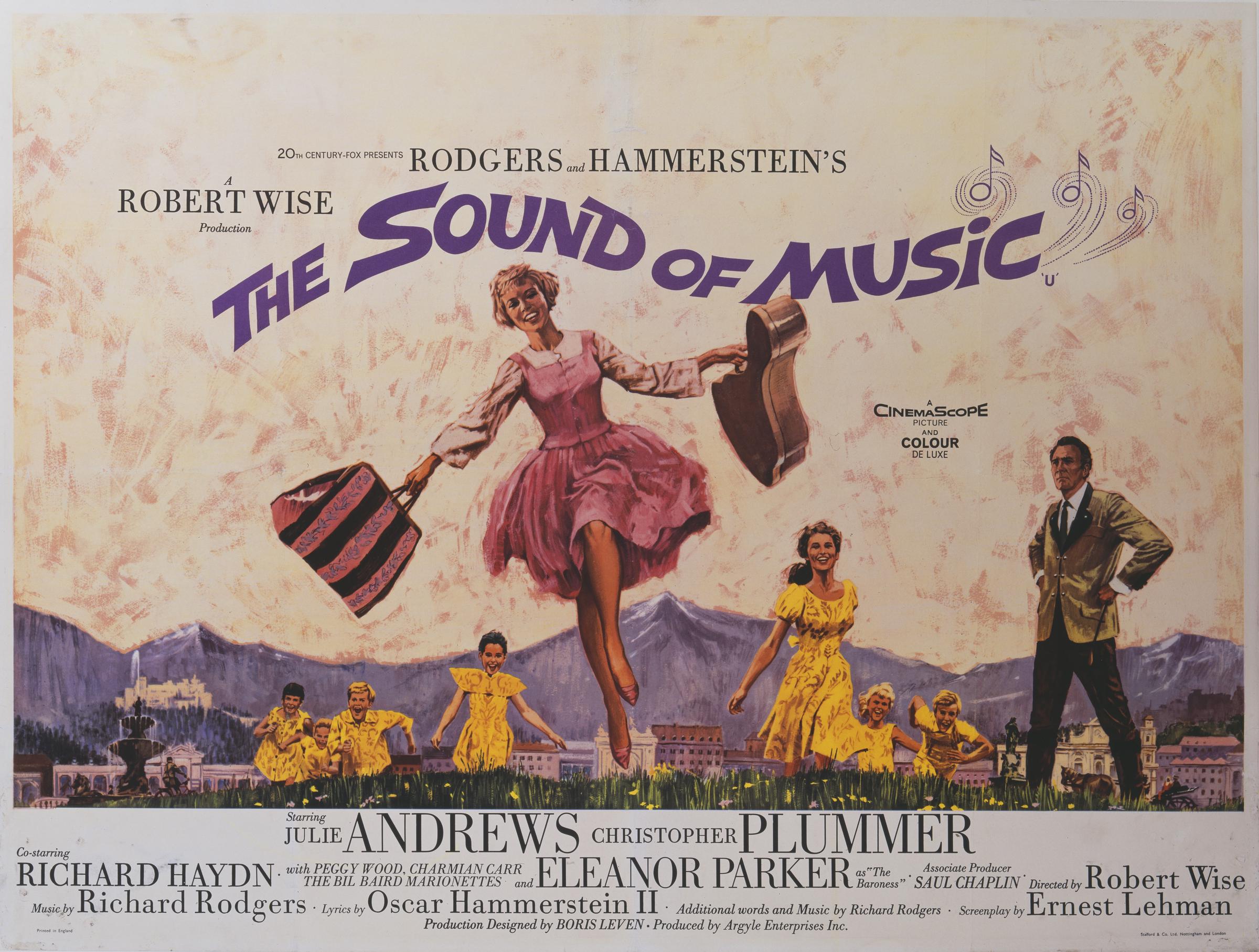 A poster for Robert Wise's 1965 drama "The Sound of Music" starring Julie Andrews, Christopher Plummer, and Eleanor Parker. | Source: Getty Images