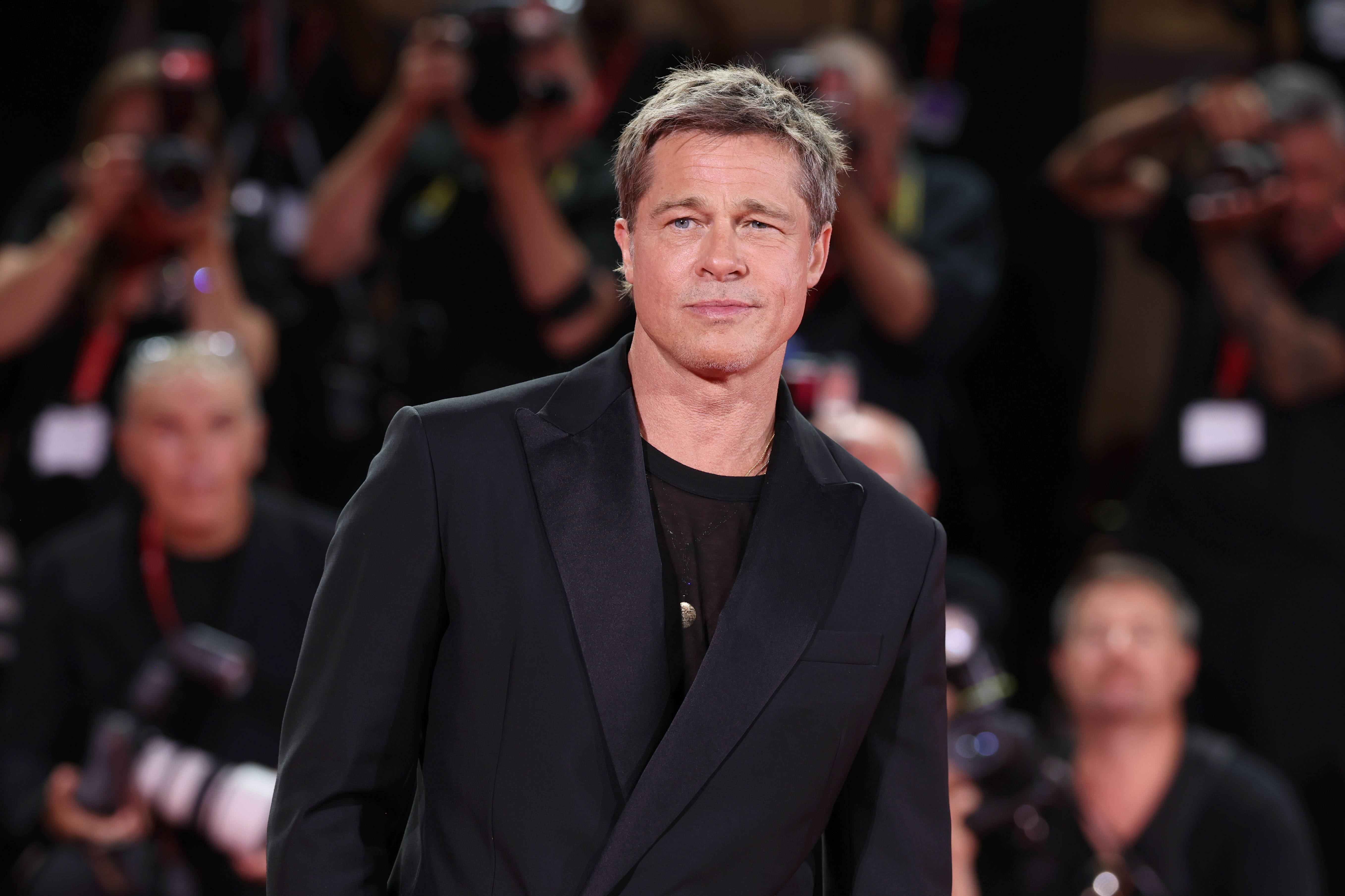 Brad Pitt attends the "Wolfs" red carpet during the 81st Venice International Film Festival on September 1, 2024, in Venice, Italy. | Source: Getty Images
