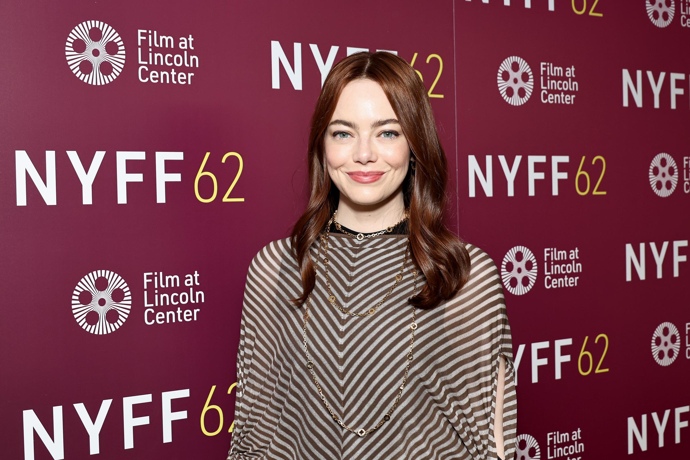 Emma Stone poses backstage during the screening of "A Real Pain" during the 62nd New York Film Festival at Alice Tully Hall, Lincoln Center on October 5, 2024, in New York City. | Source: Getty Images