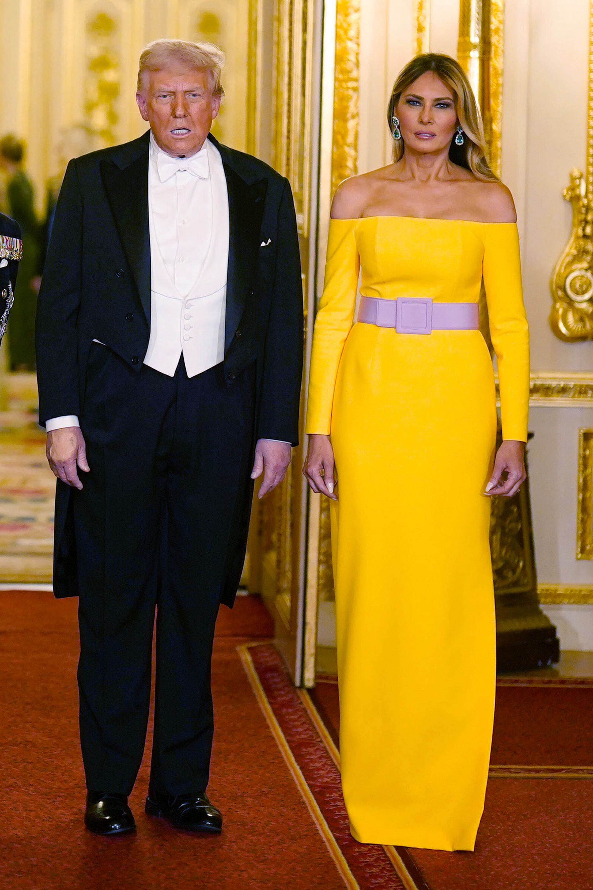 U.S. President Donald Trump and First Lady Melania Trump arrive for the State Banquet hosted by King Charles III and members of the Royal Family at Windsor Castle during the state visit by the President of the United States of America on September 17, 2025 in Windsor, England. | Source: Getty Images