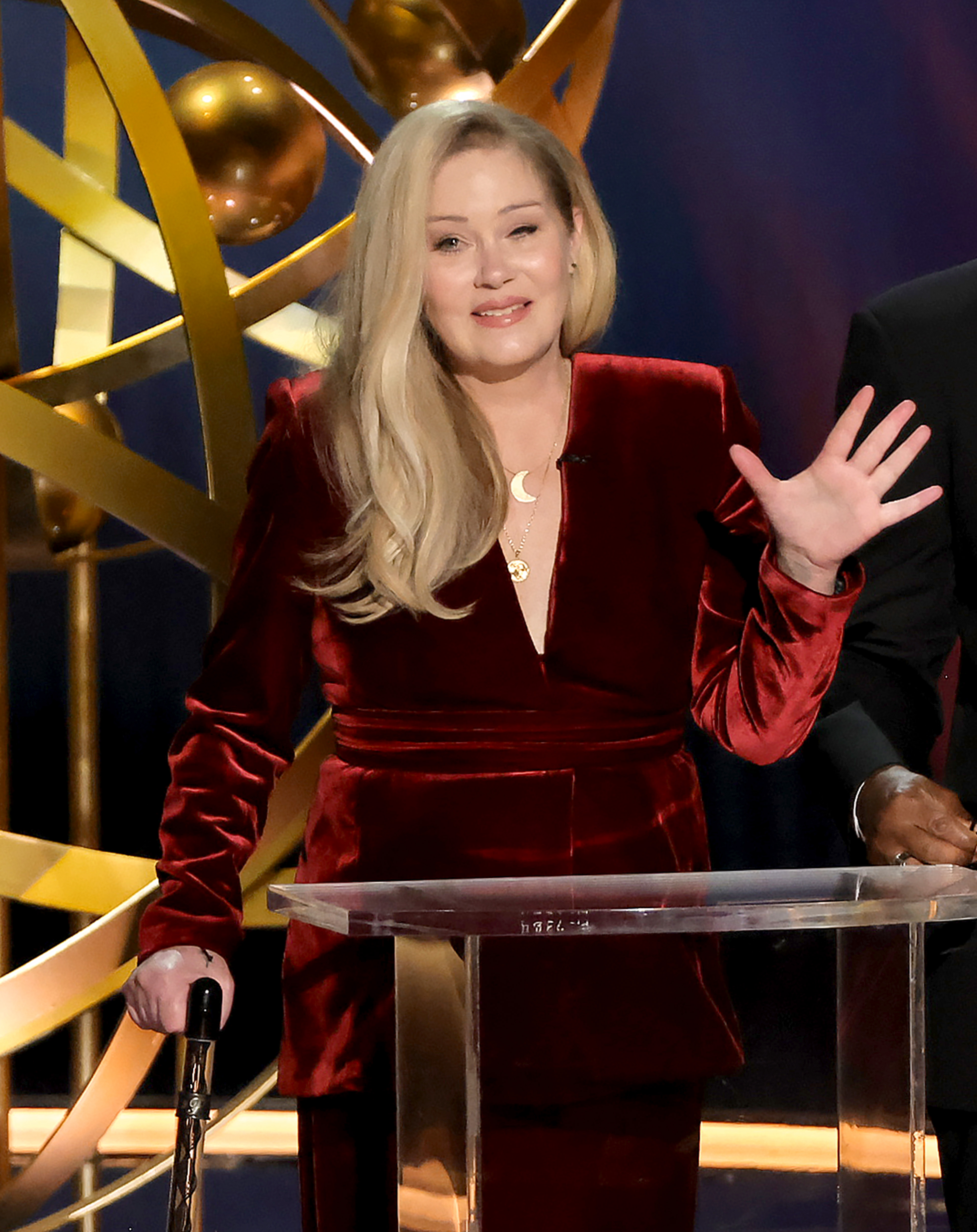 Christina Applegate speaks speaks onstage during the 75th Primetime Emmy Awards at Peacock Theater on January 15, 2024, in Los Angeles, California. | Source: Getty Images