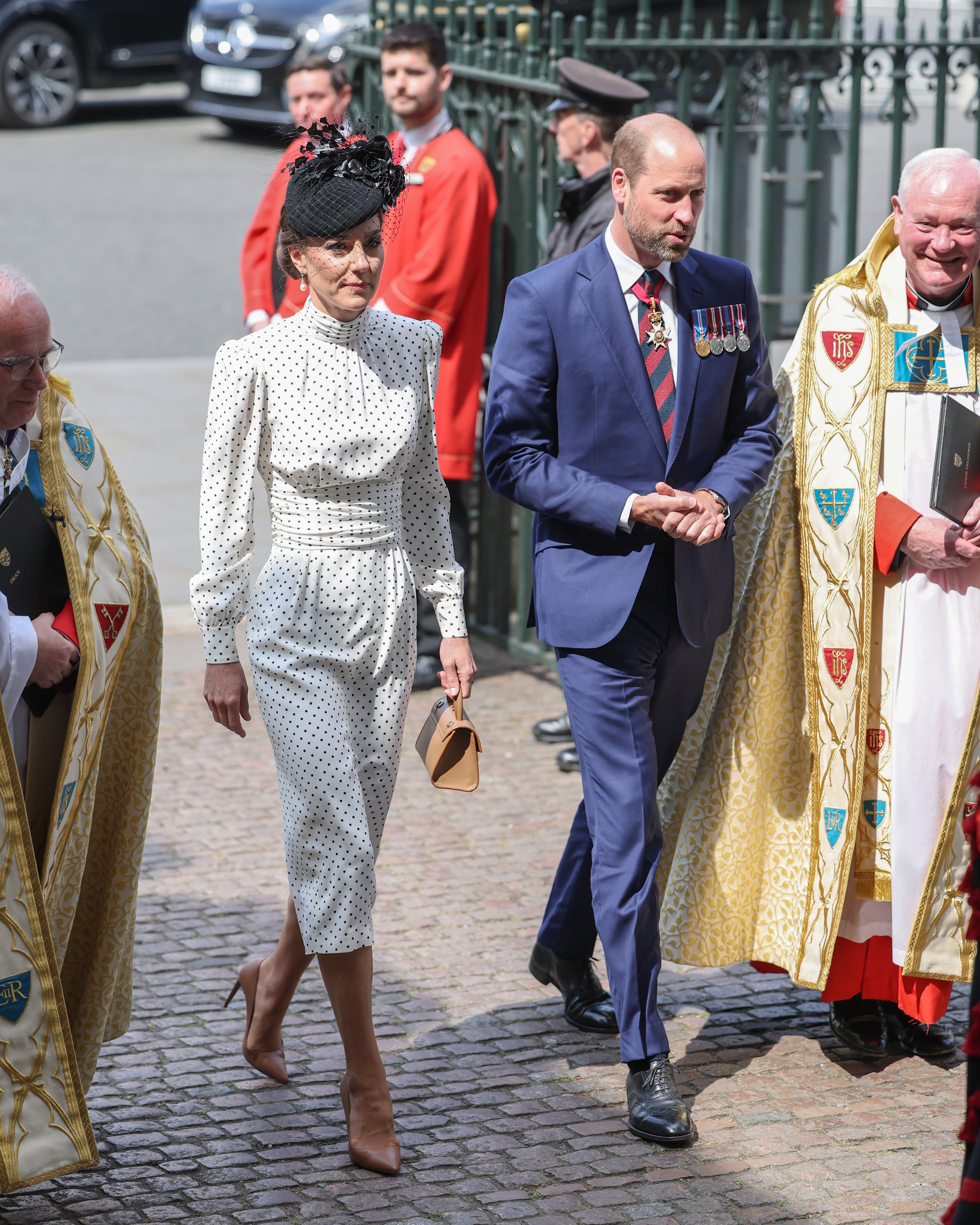 Catherine, Princess of Wales, and Prince William, Prince of Wales, smile as they attend the Thanksgiving Service to mark the 80th anniversary of VE Day at Westminster Abbey on May 8, 2025, in London, England. | Source: Getty Images
