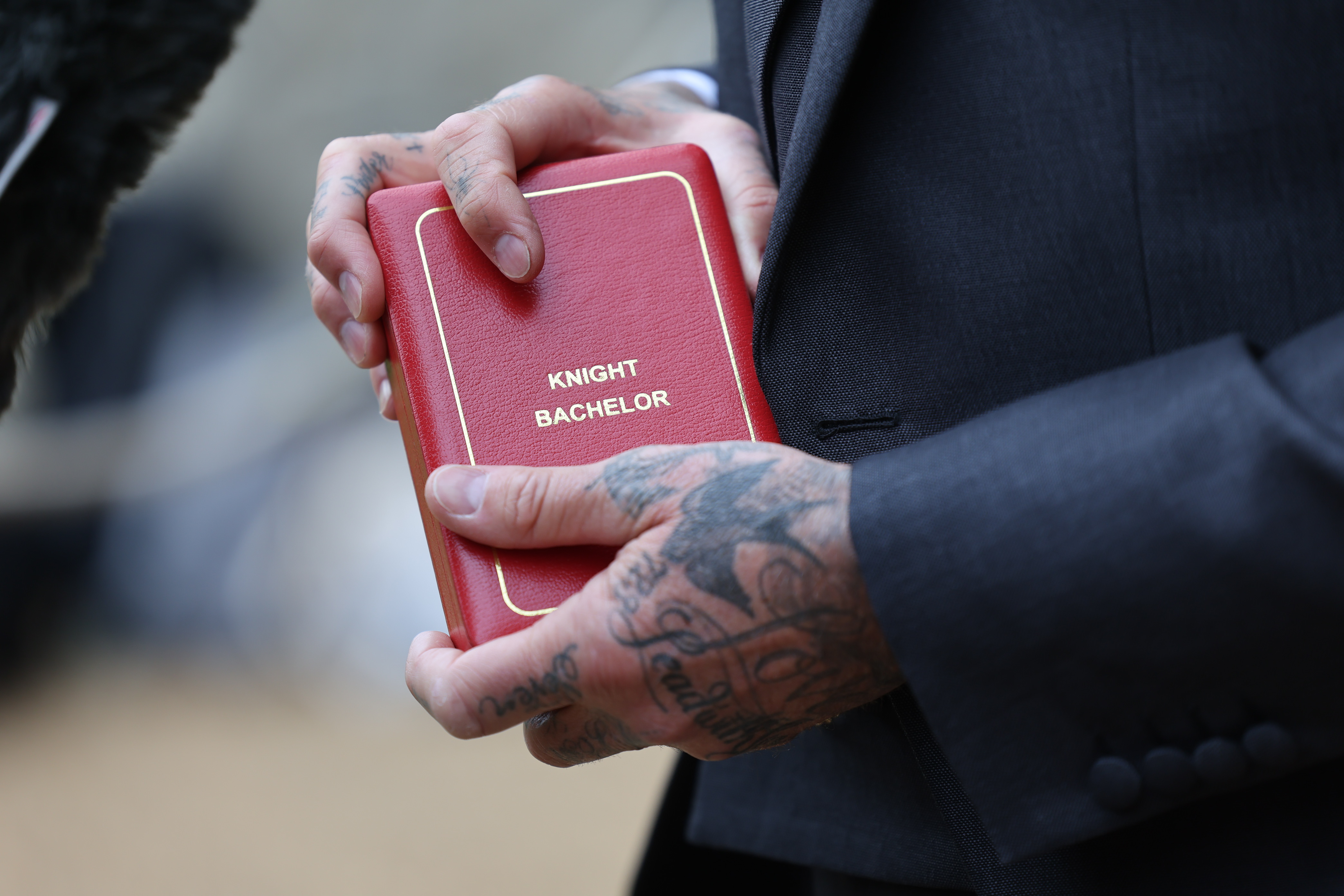 Sir David Beckham after he was made a Knight Bachelor at an investiture ceremony at Windsor Castle on November 4, 2025, in Windsor, England. | Source: Getty Images